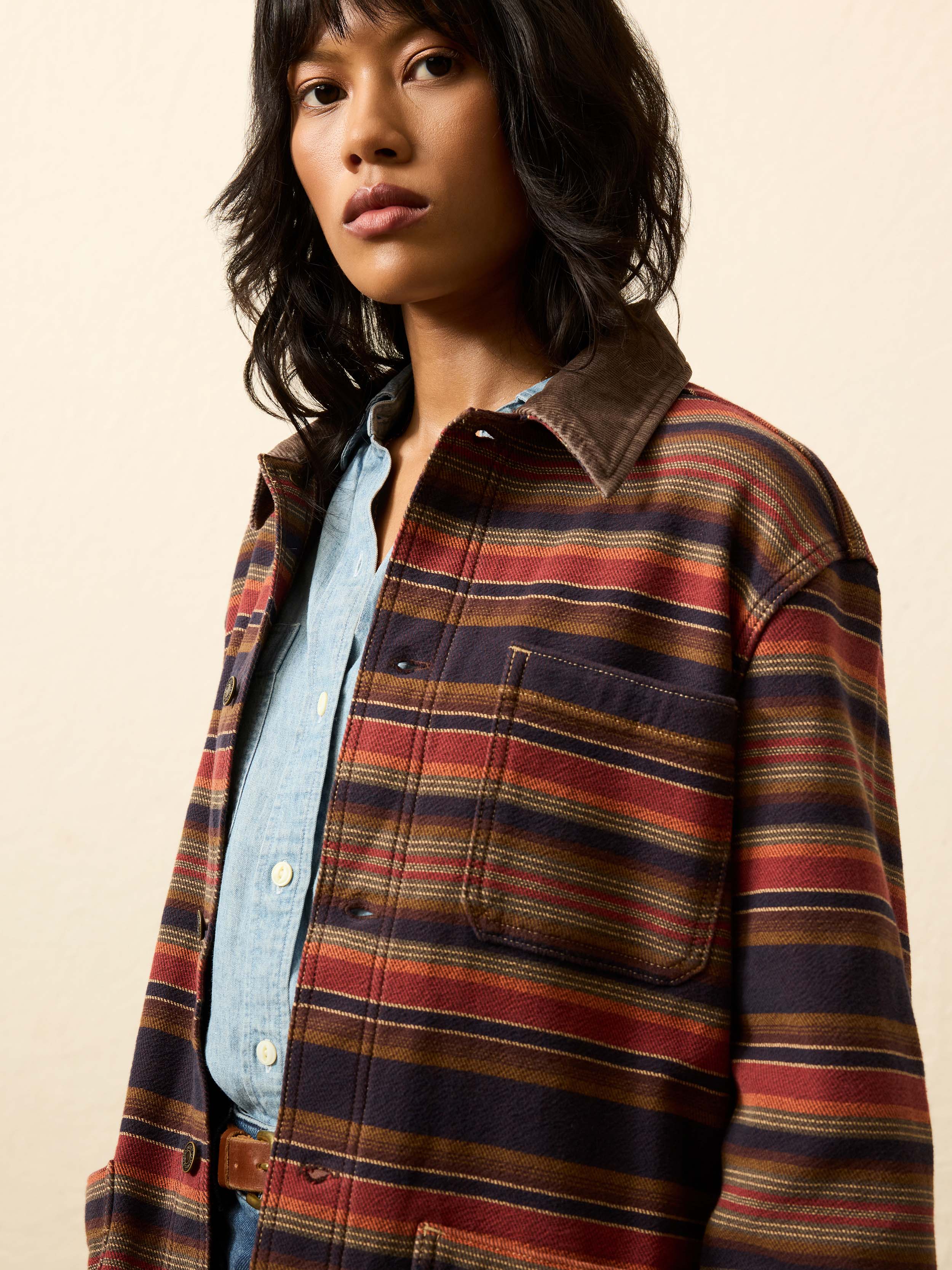 High Ridge Twill Studio Jacket - Night Time Fire Stripe | Faherty Brand