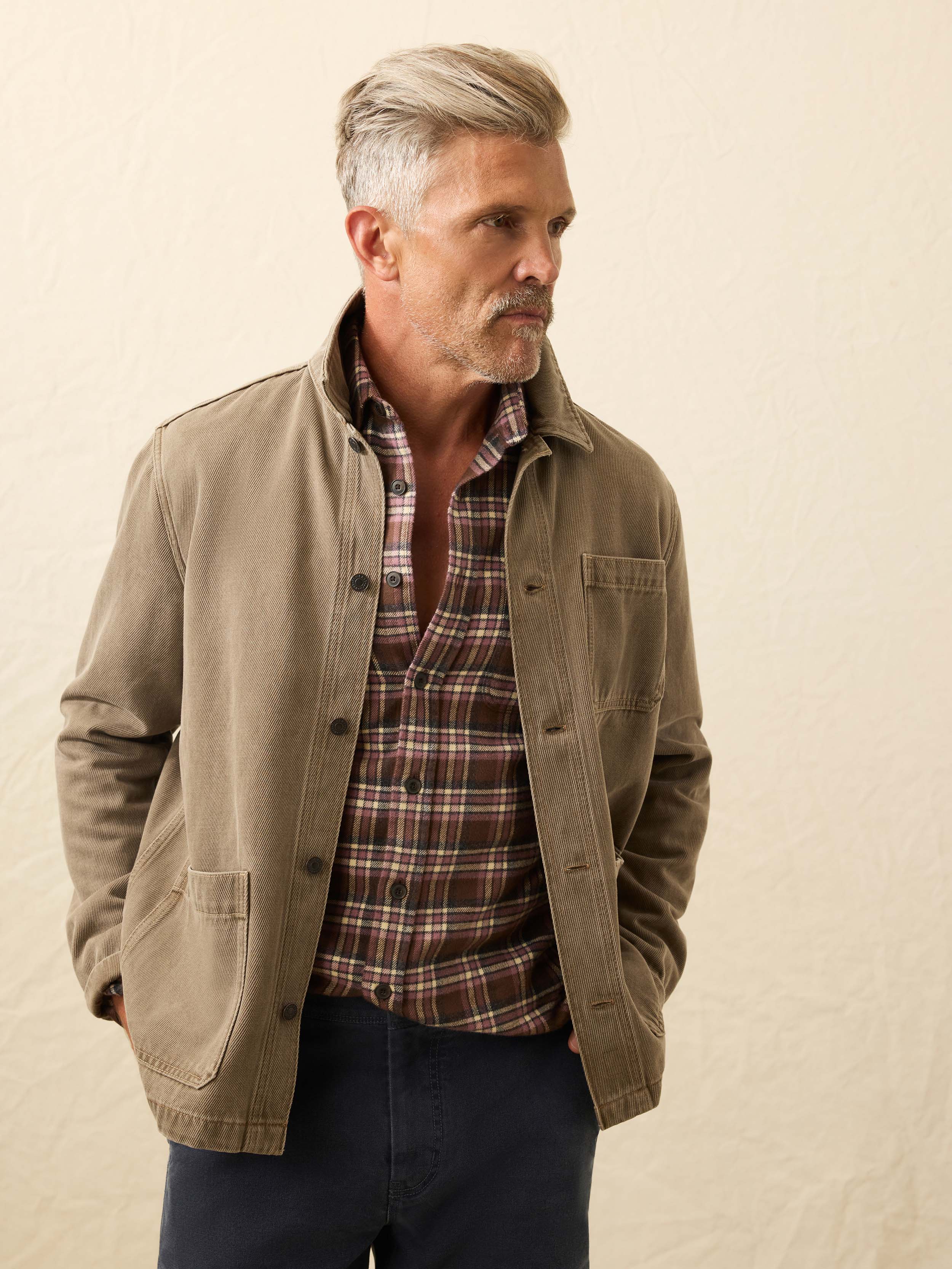 High Ridge Twill Studio Jacket - Almond Hill Wash | Faherty Brand