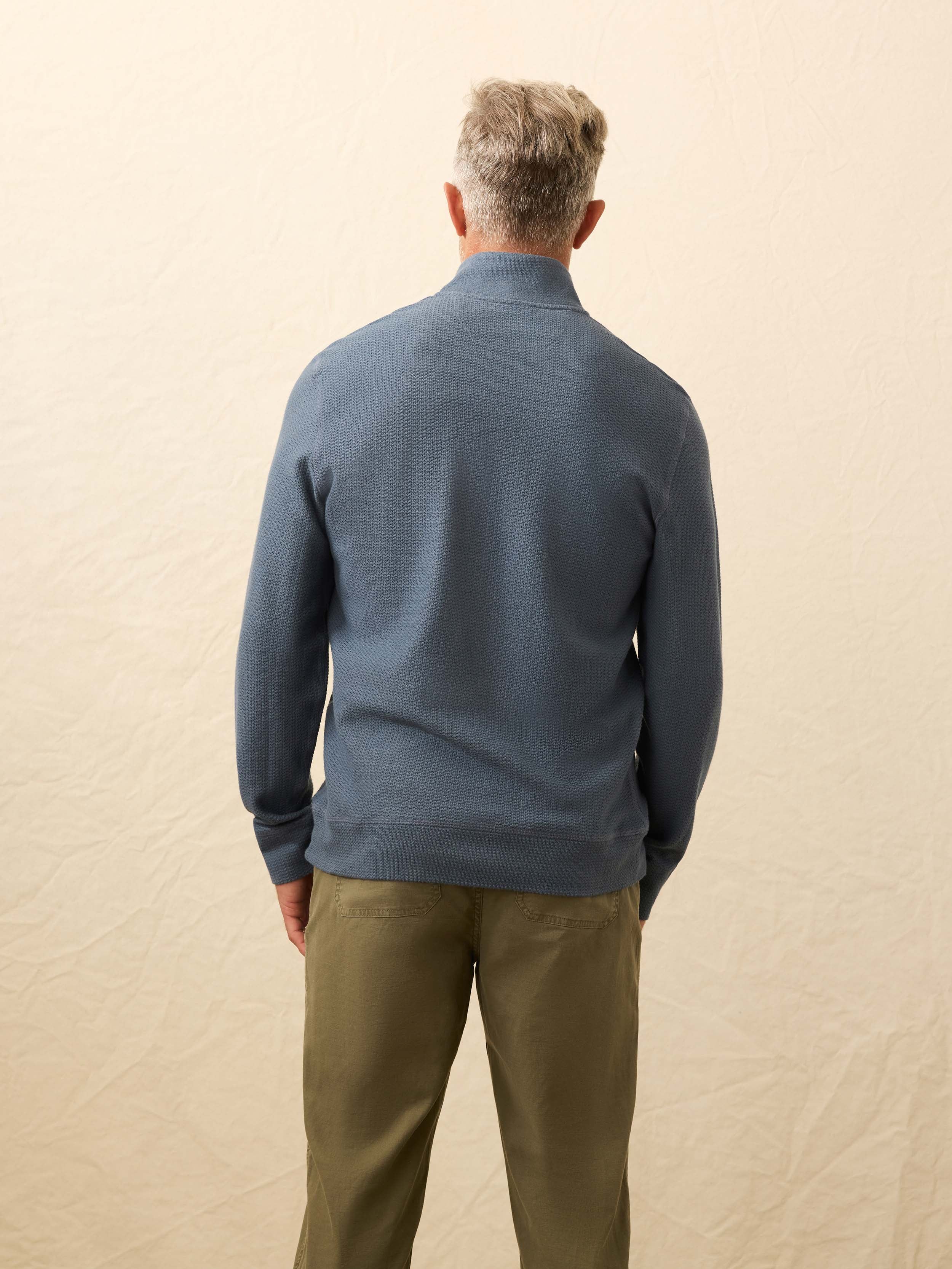 Textured Knit Quarter Zip - Breaker Blue | Faherty Brand