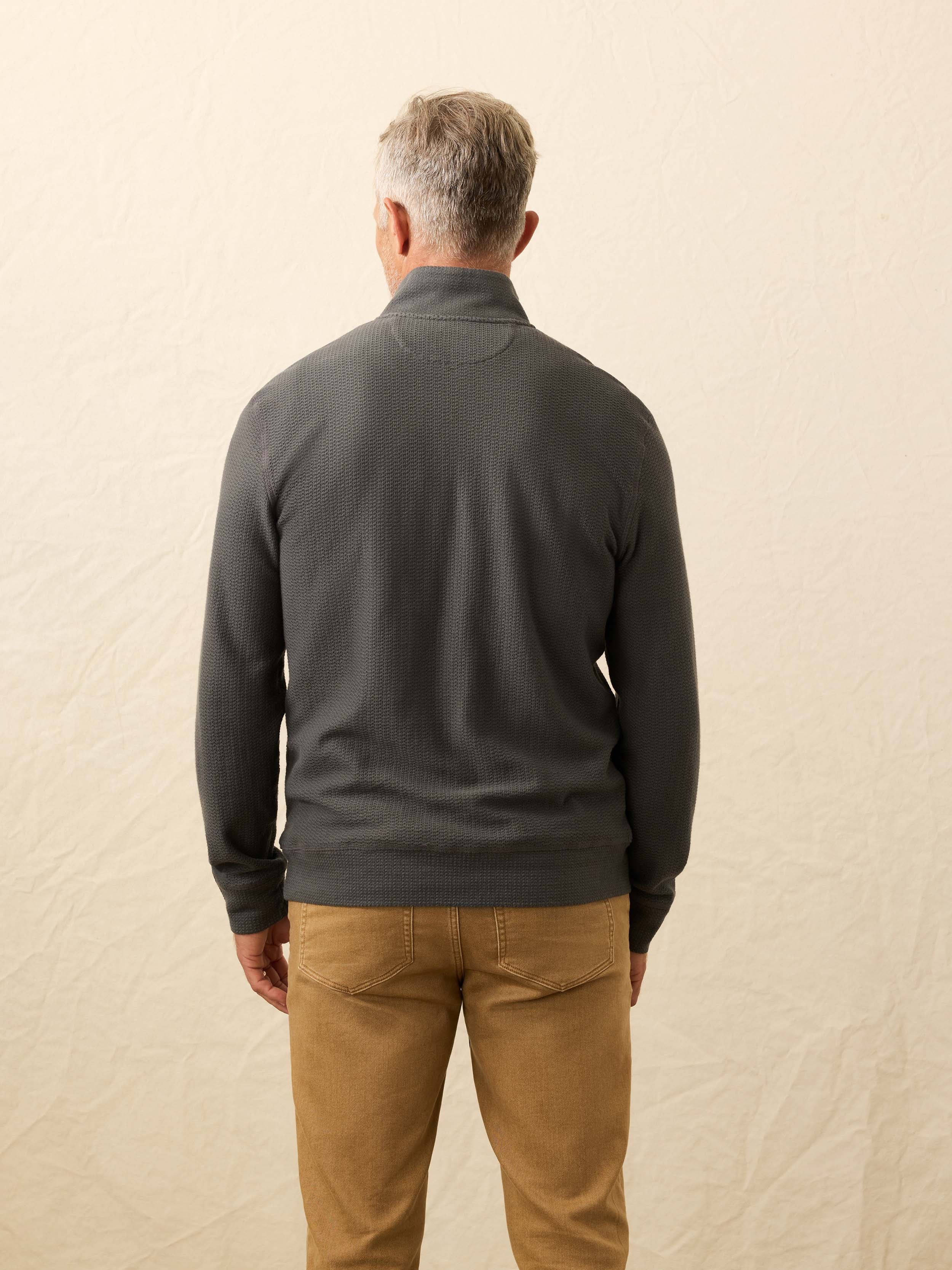 Textured Knit Quarter Zip - Mountain Coal | Faherty Brand
