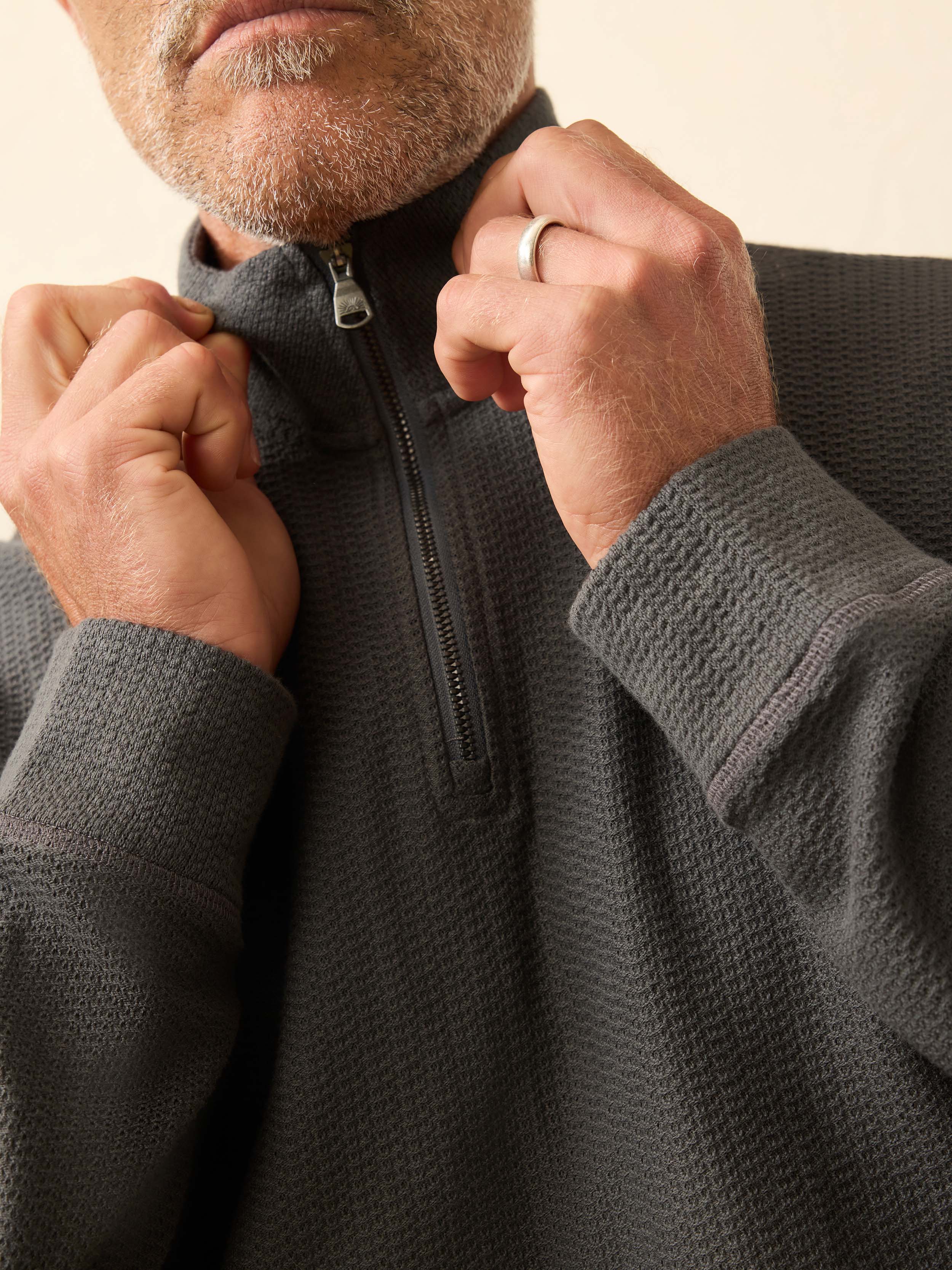 Textured Knit Quarter Zip - Mountain Coal | Faherty Brand