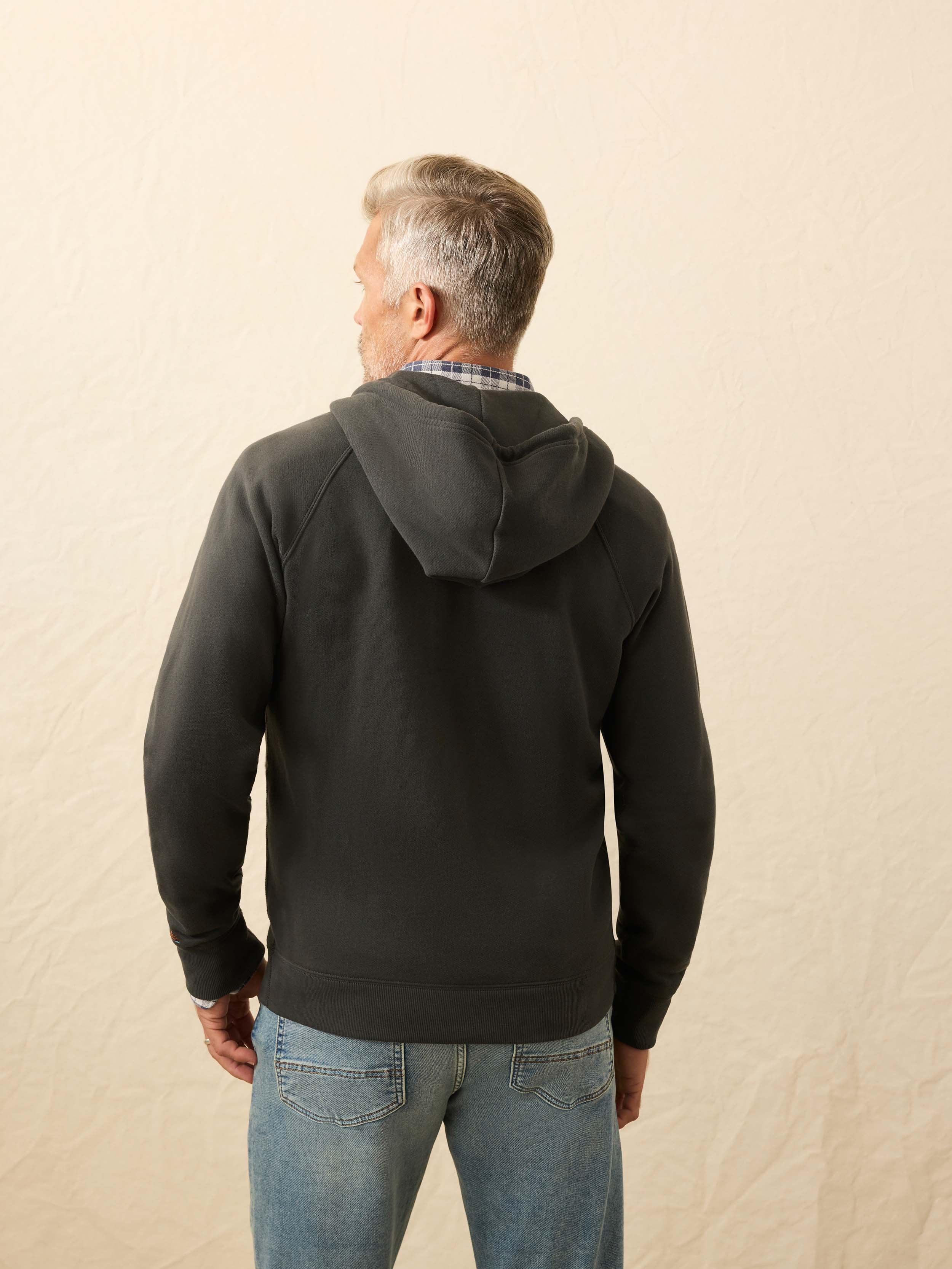 High Standard Fleece Zip Hoodie - Mountain Black | Faherty Brand
