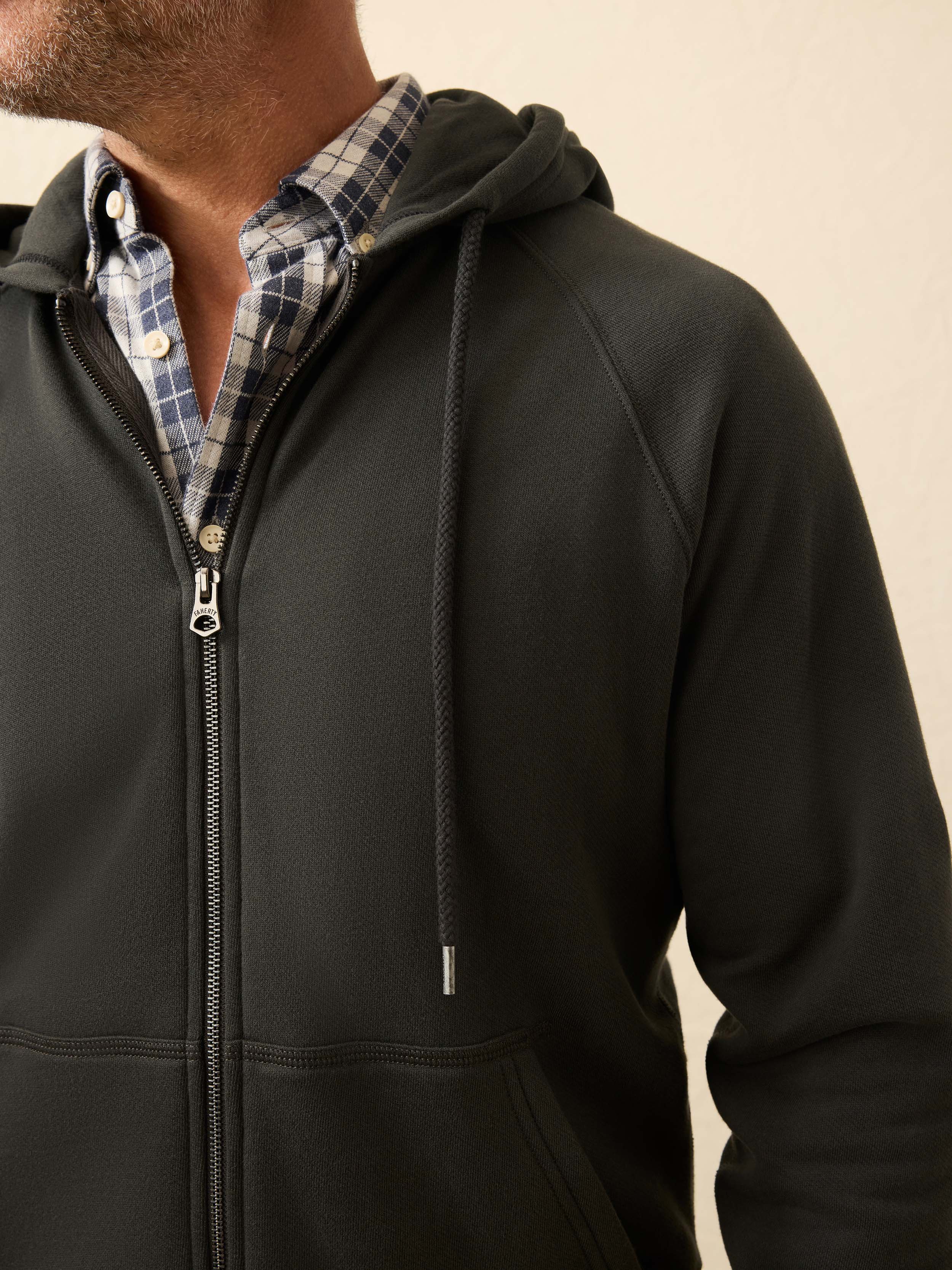 High Standard Fleece Zip Hoodie - Mountain Black | Faherty Brand