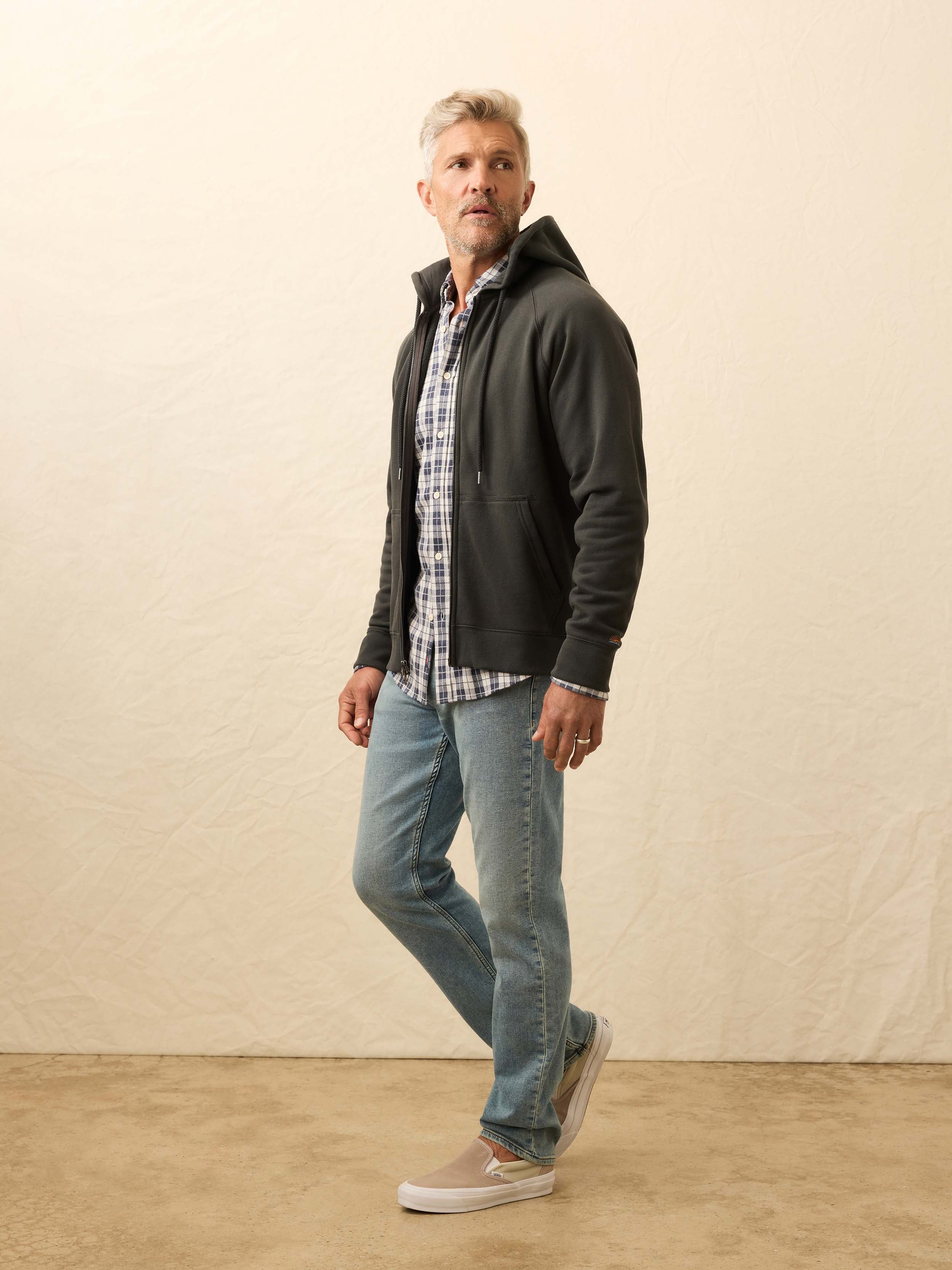 High Standard Fleece Zip Hoodie - Mountain Black | Faherty Brand