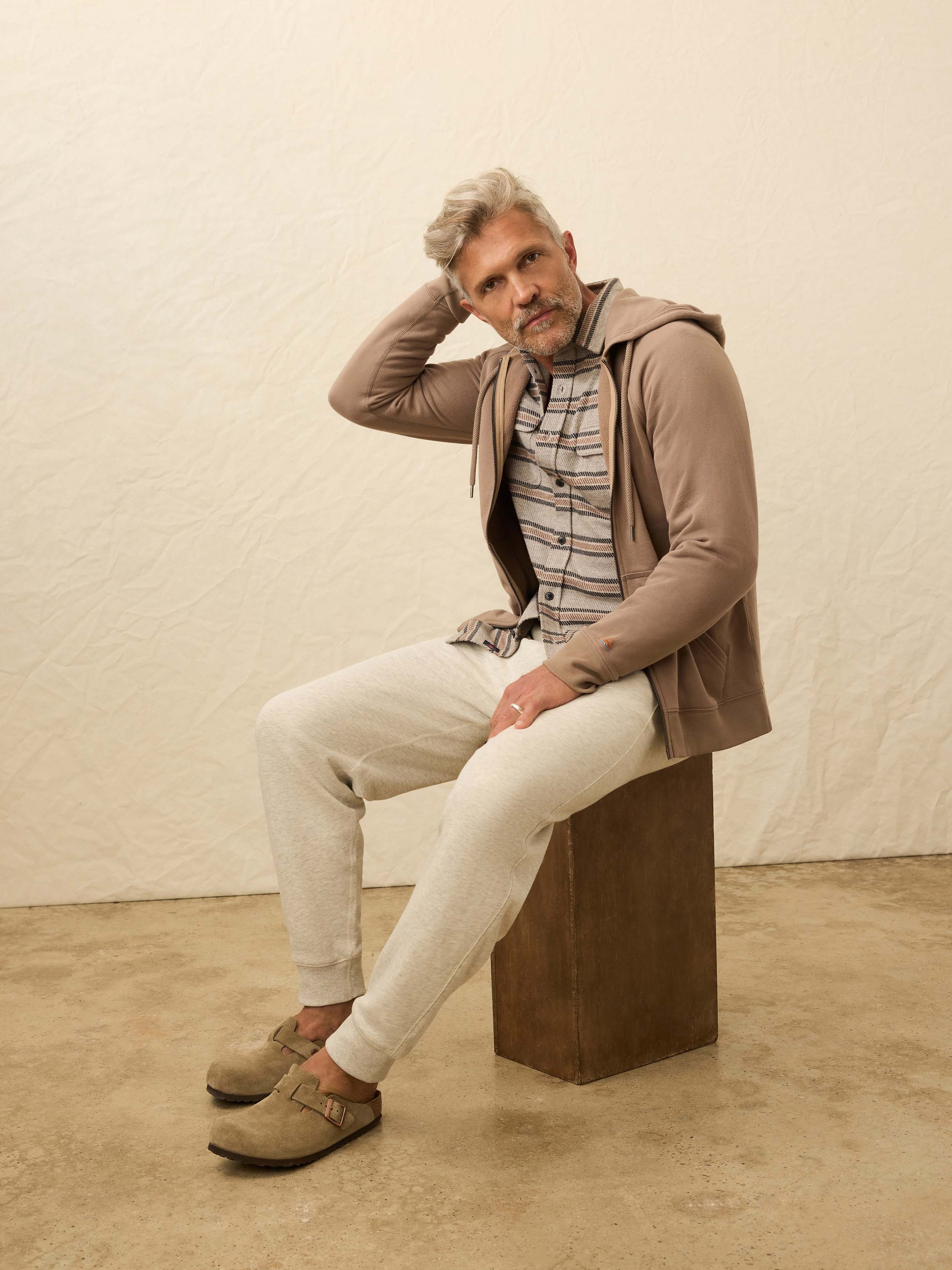 High Standard Fleece Zip Hoodie - Walnut Branch | Faherty Brand
