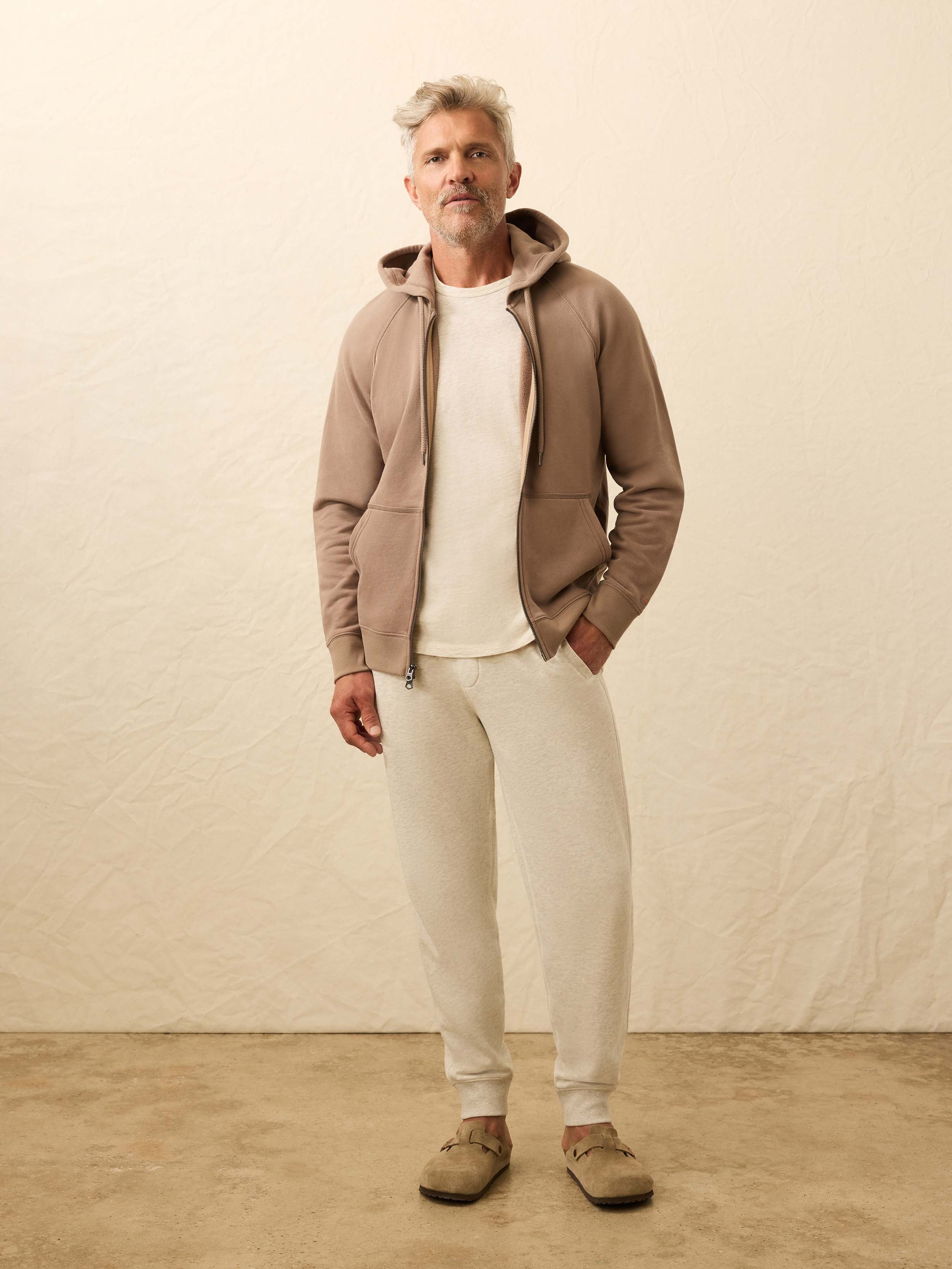 High Standard Fleece Zip Hoodie - Walnut Branch | Faherty Brand