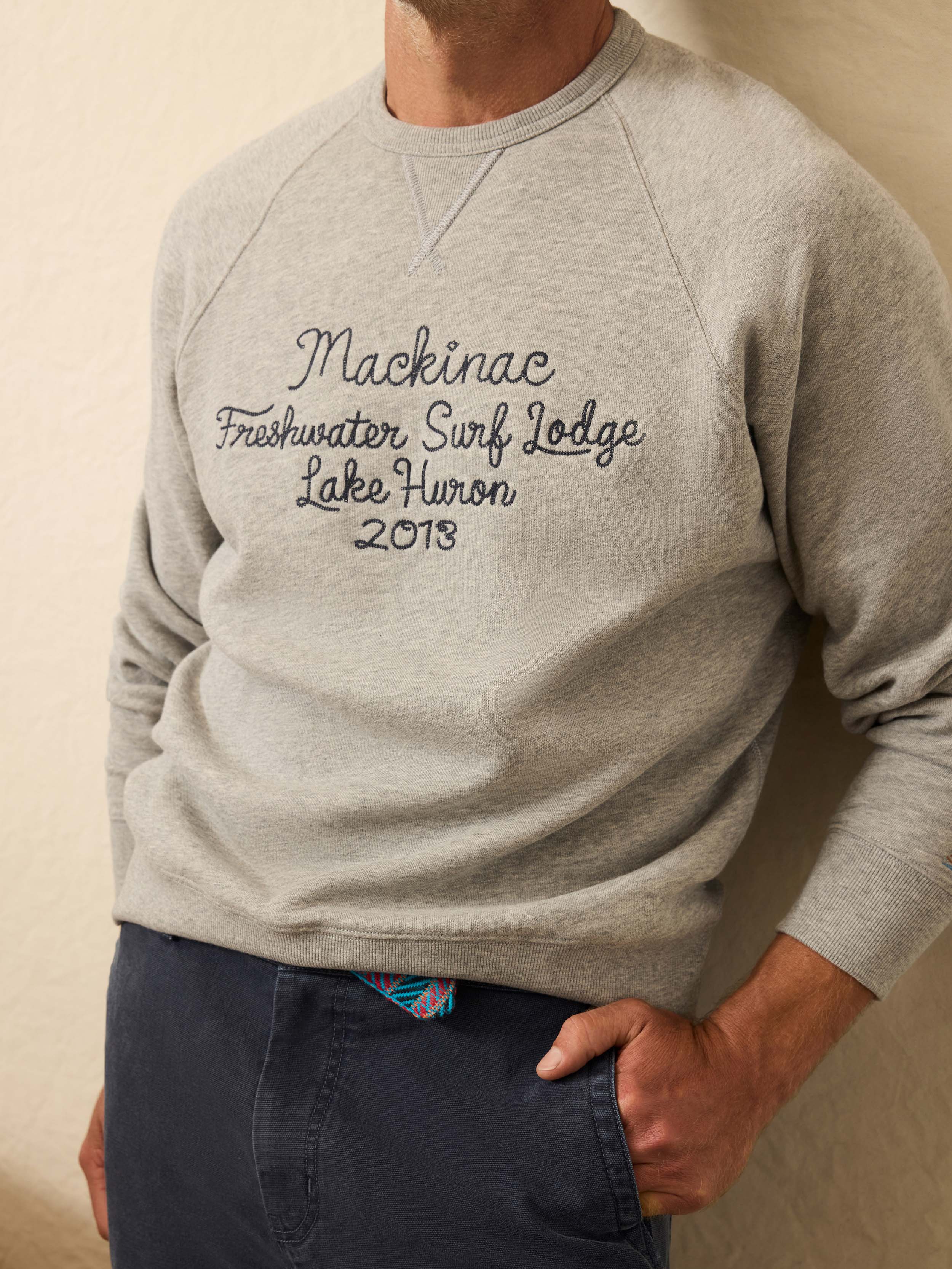 High Standard Fleece Graphic Crewneck - Silver Ash Heather | Faherty Brand