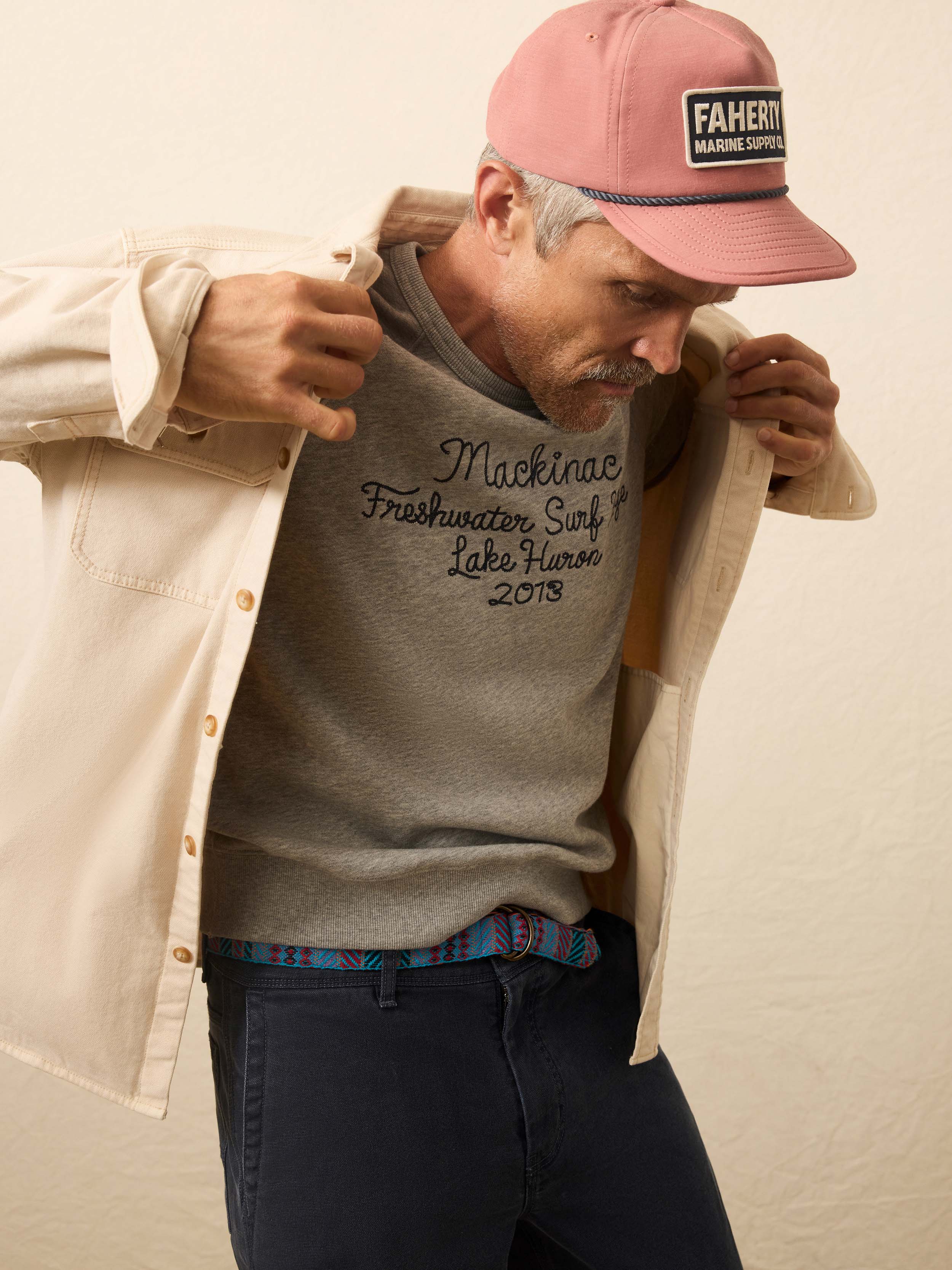 High Standard Fleece Graphic Crewneck - Silver Ash Heather | Faherty Brand