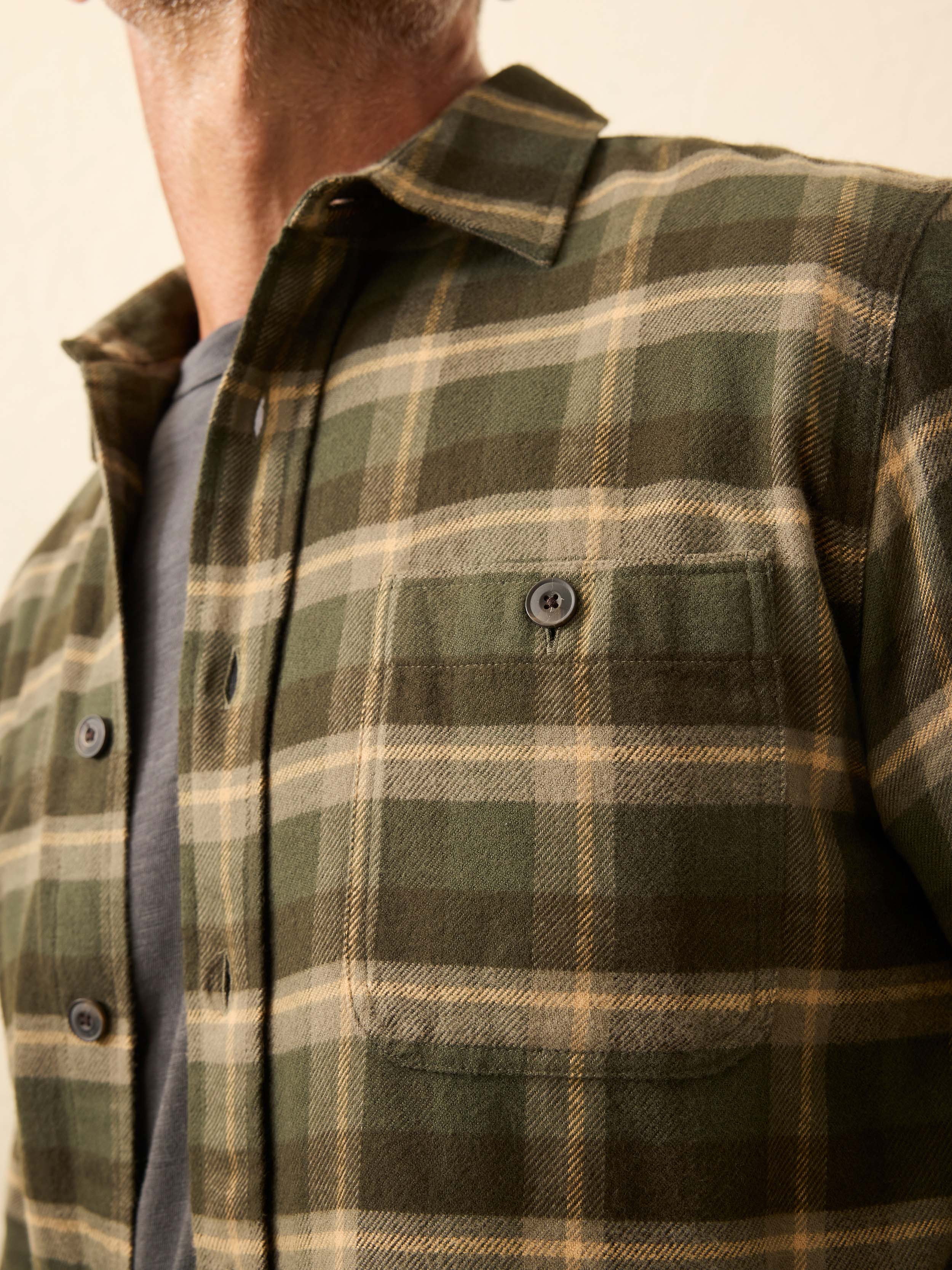 Heirloom Portuguese Flannel Shirt - Garrett Verde Plaid | Faherty Brand