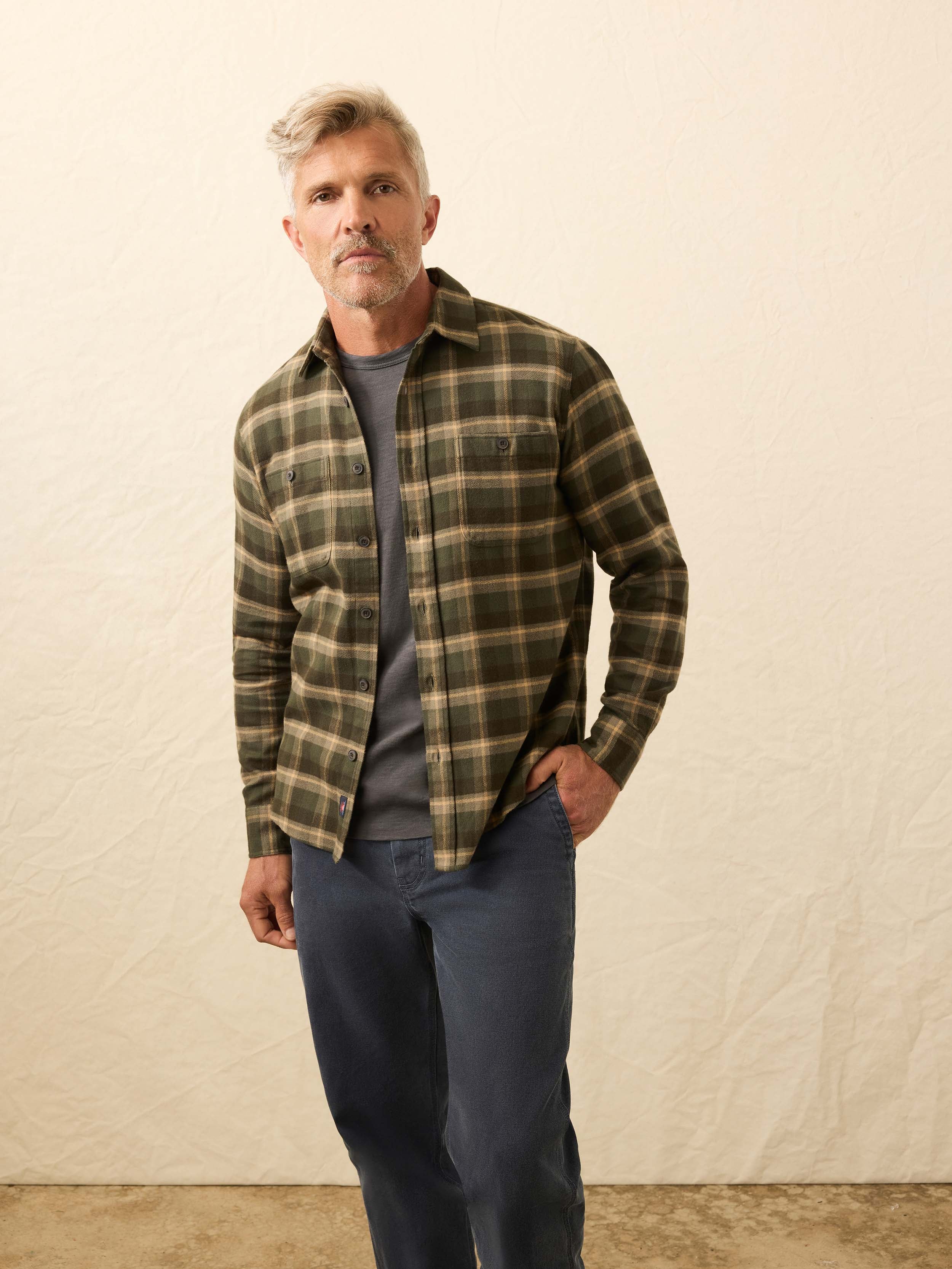 Heirloom Portuguese Flannel Shirt - Garrett Verde Plaid | Faherty Brand