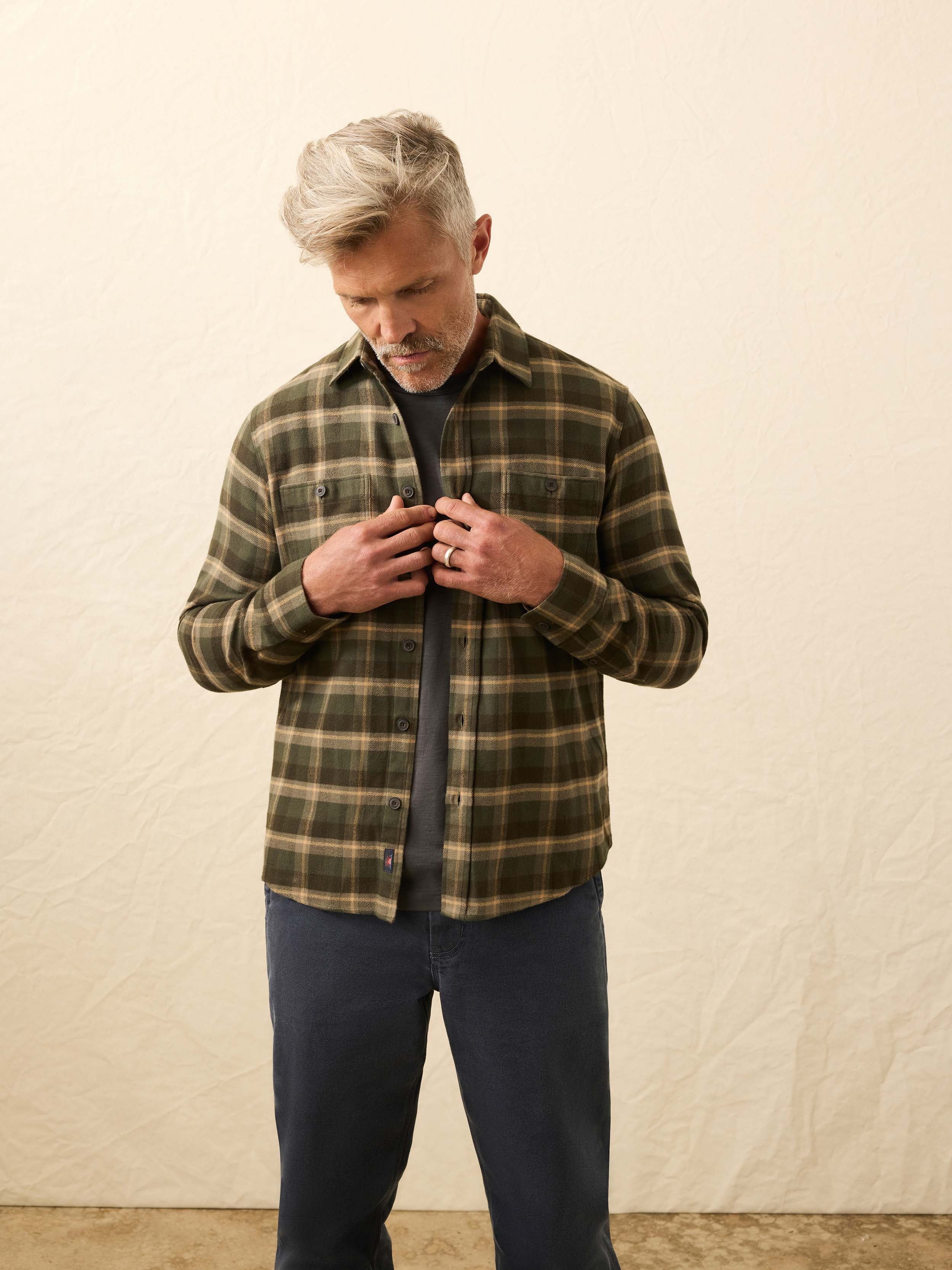 Heirloom Portuguese Flannel Shirt - Garrett Verde Plaid | Faherty Brand