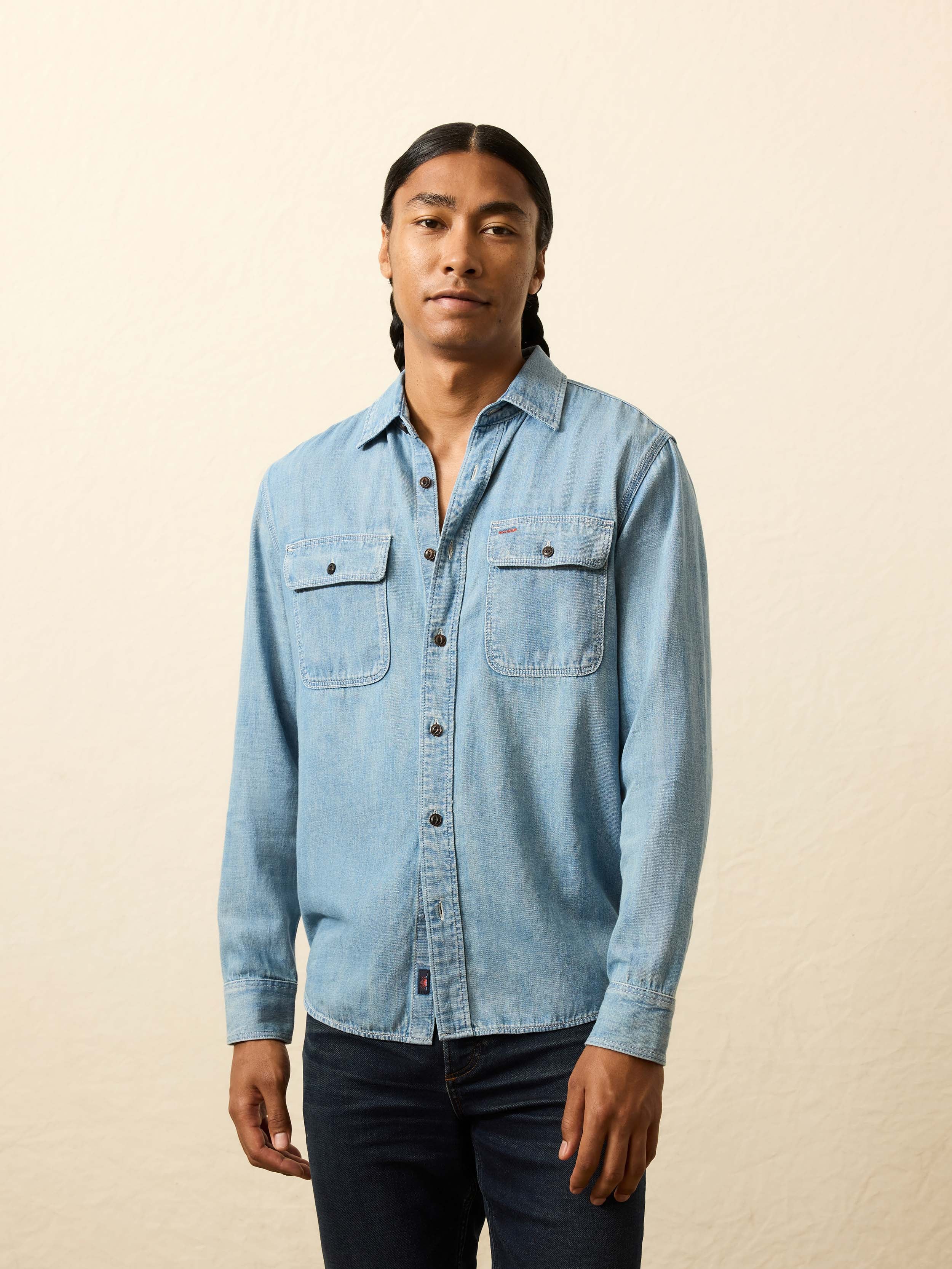 Steven Paul Judd Thunderbird Denim Workshirt - Rainy Mountain Wash | Faherty Brand