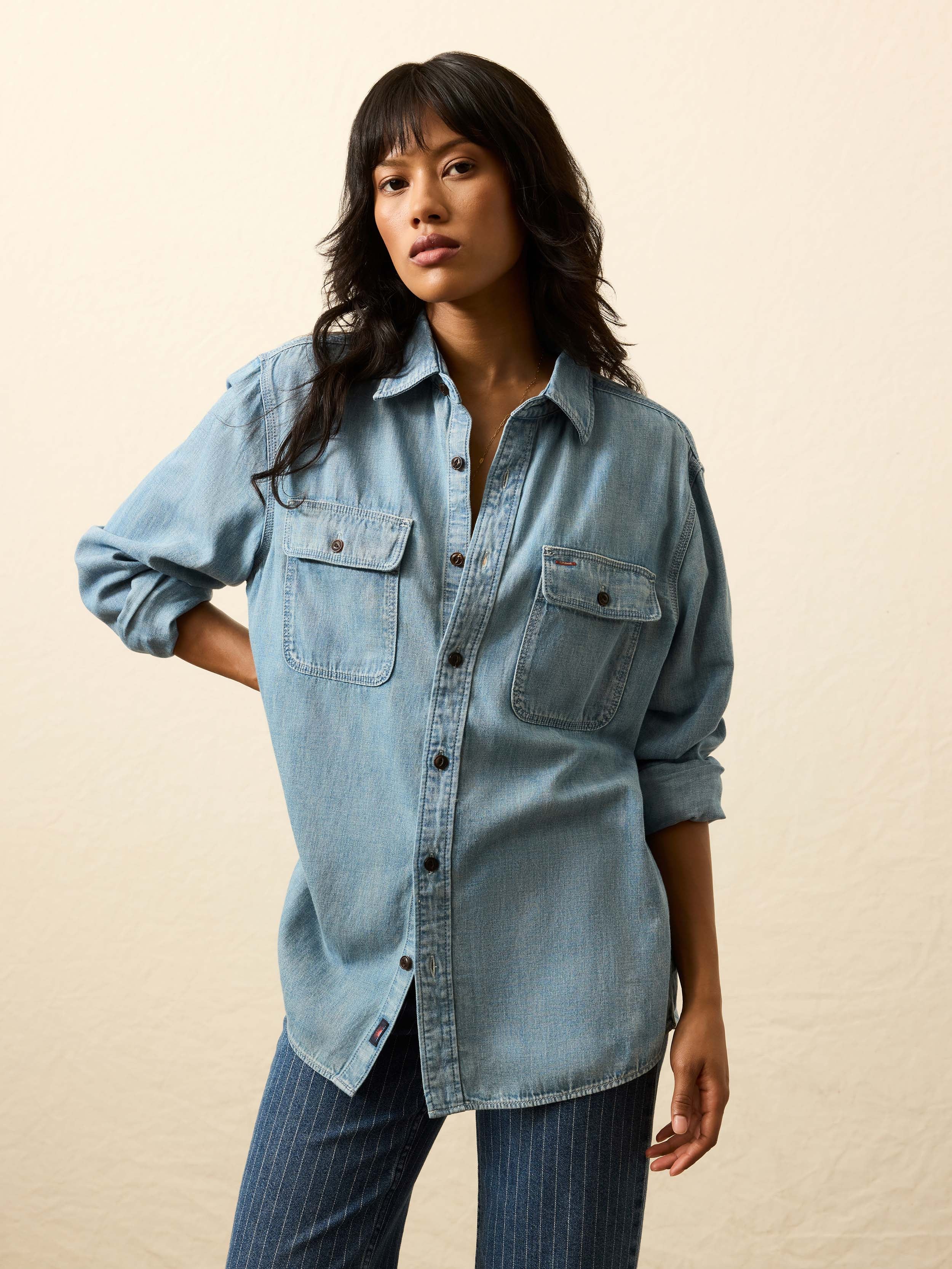 Steven Paul Judd Thunderbird Denim Workshirt - Rainy Mountain Wash | Faherty Brand