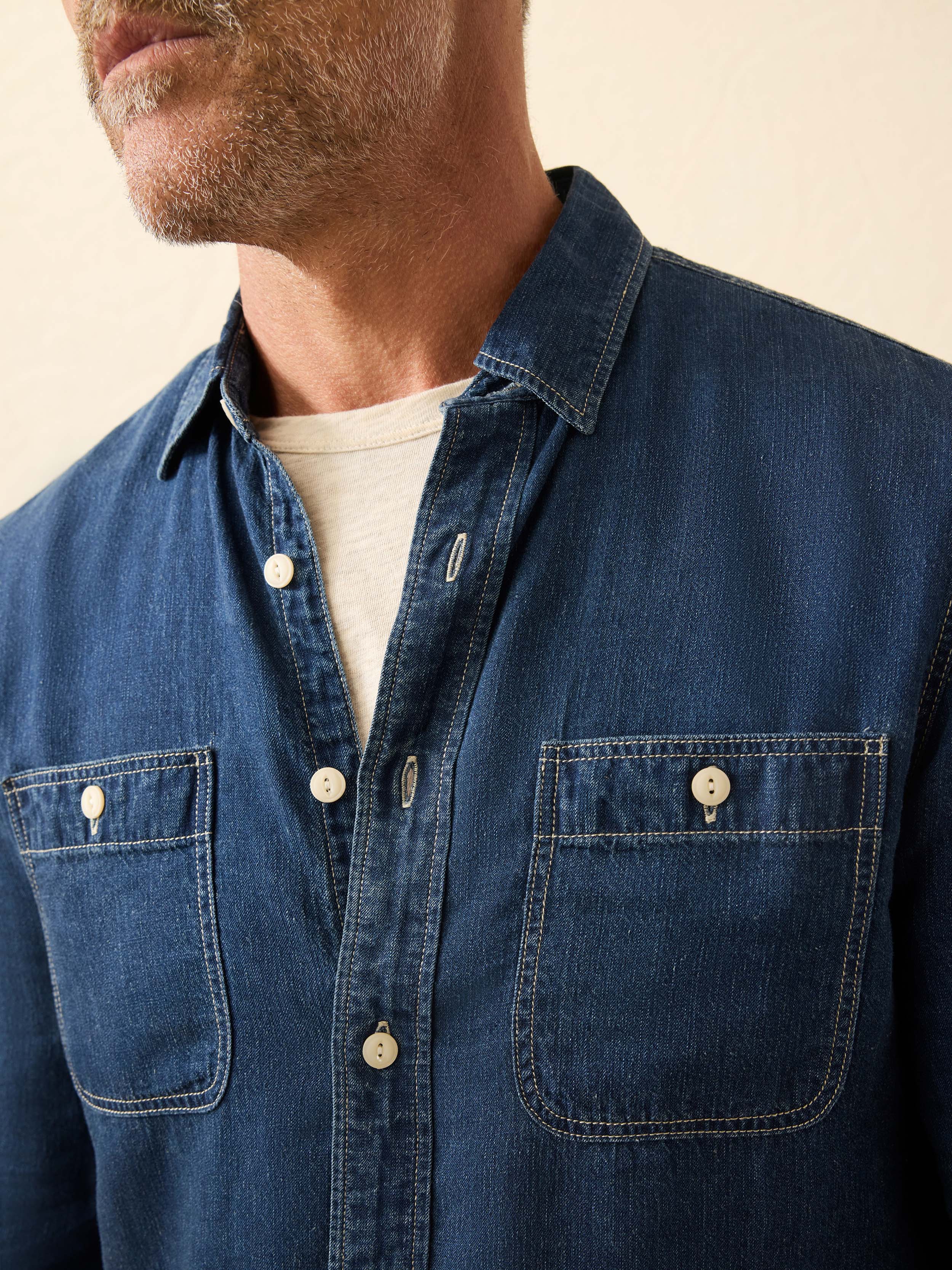 Tried & True Chambray Workshirt - Night Lagoon Wash | Faherty Brand
