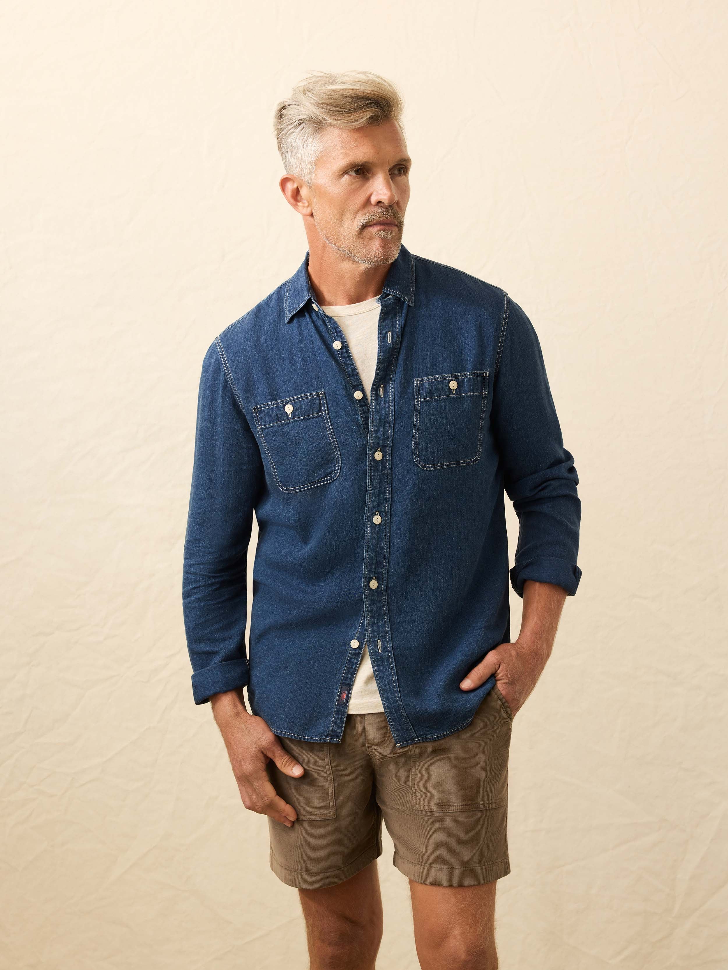 Tried & True Chambray Workshirt - Night Lagoon Wash | Faherty Brand