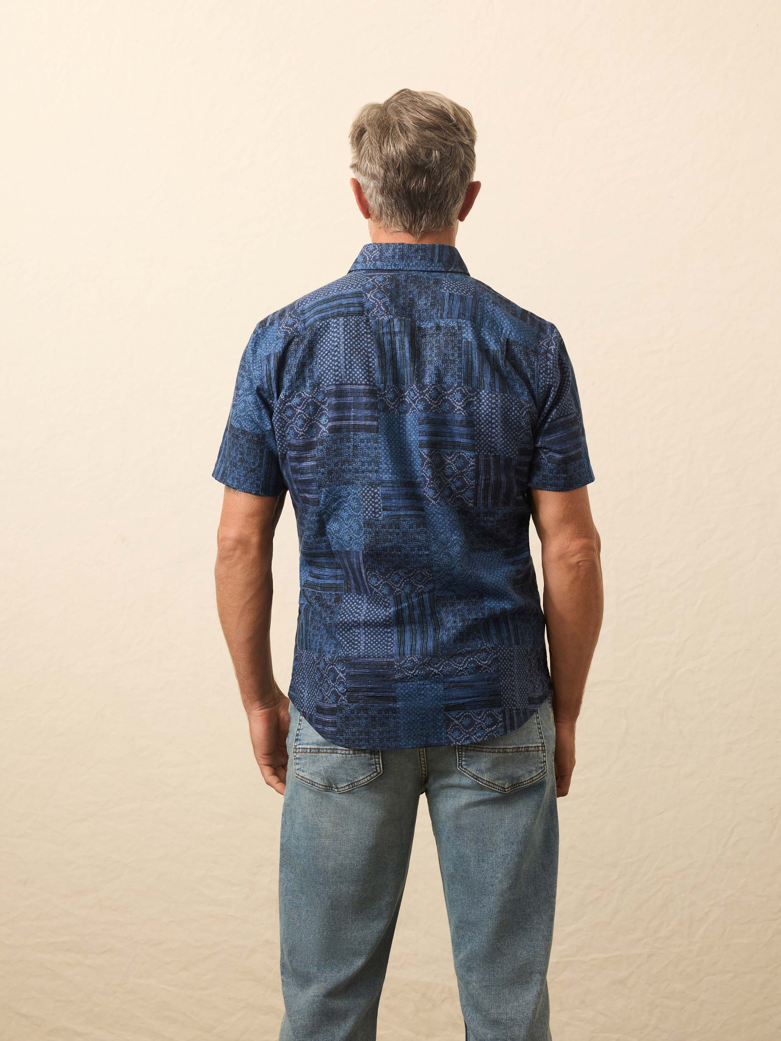 Short-Sleeve Breeze Shirt - Habor Blues Patchwork