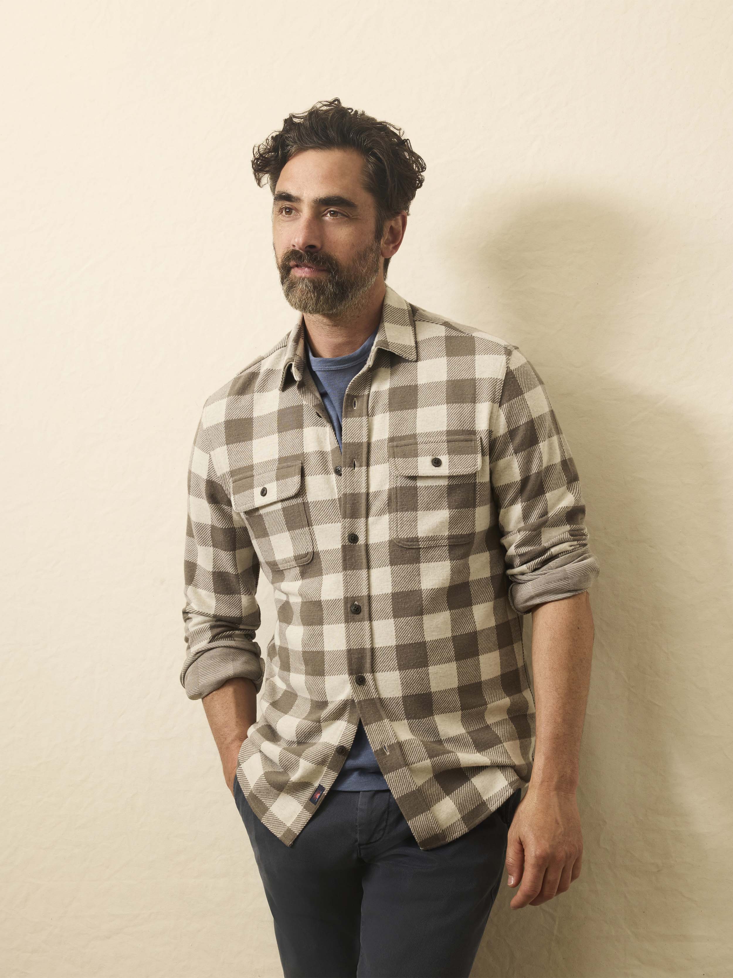 Legend™ Sweater Shirt - Brown Oat Buffalo | Faherty Brand