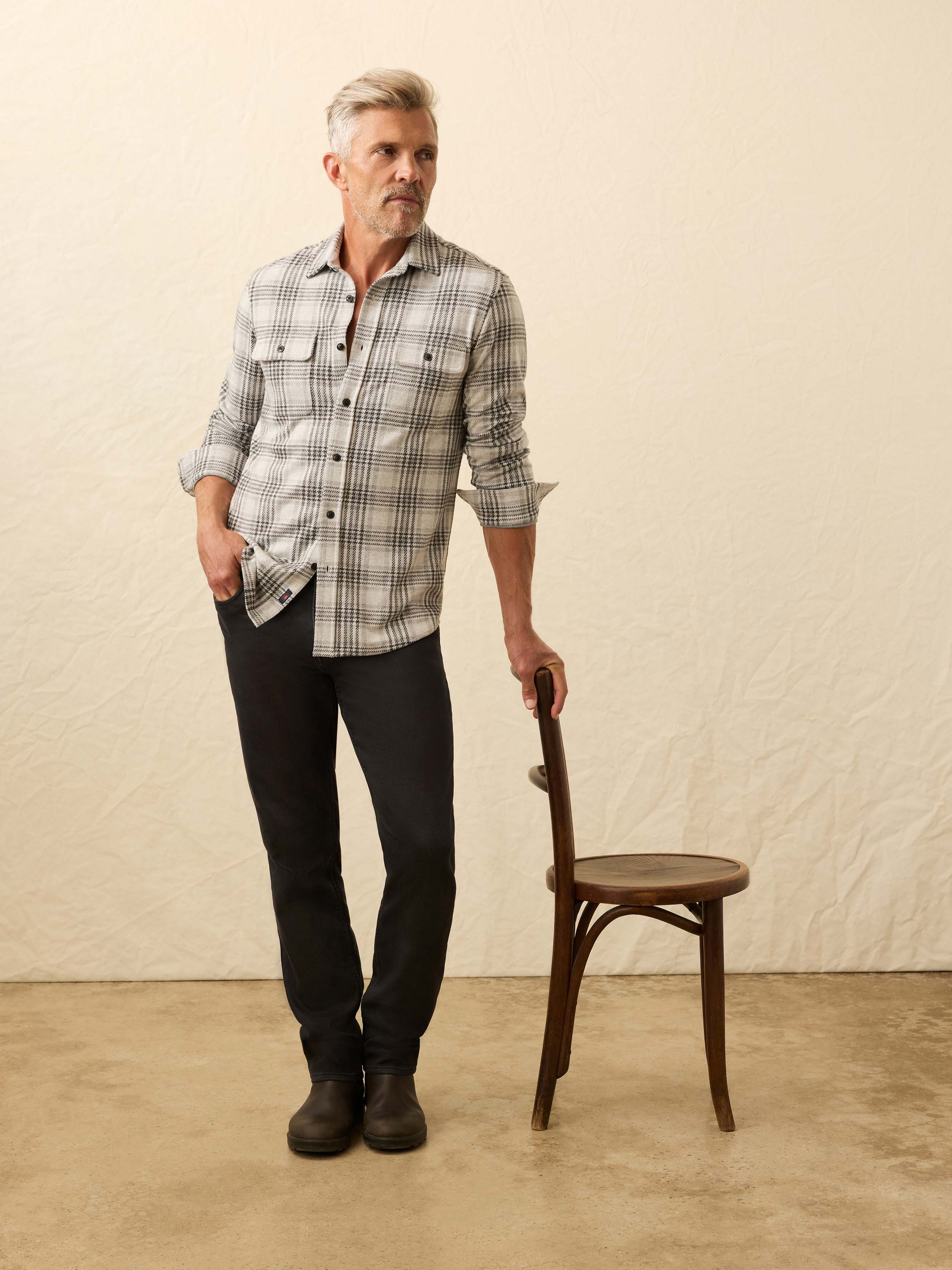 Legend™ Sweater Shirt - Charcoal Cream Plaid | Faherty Brand