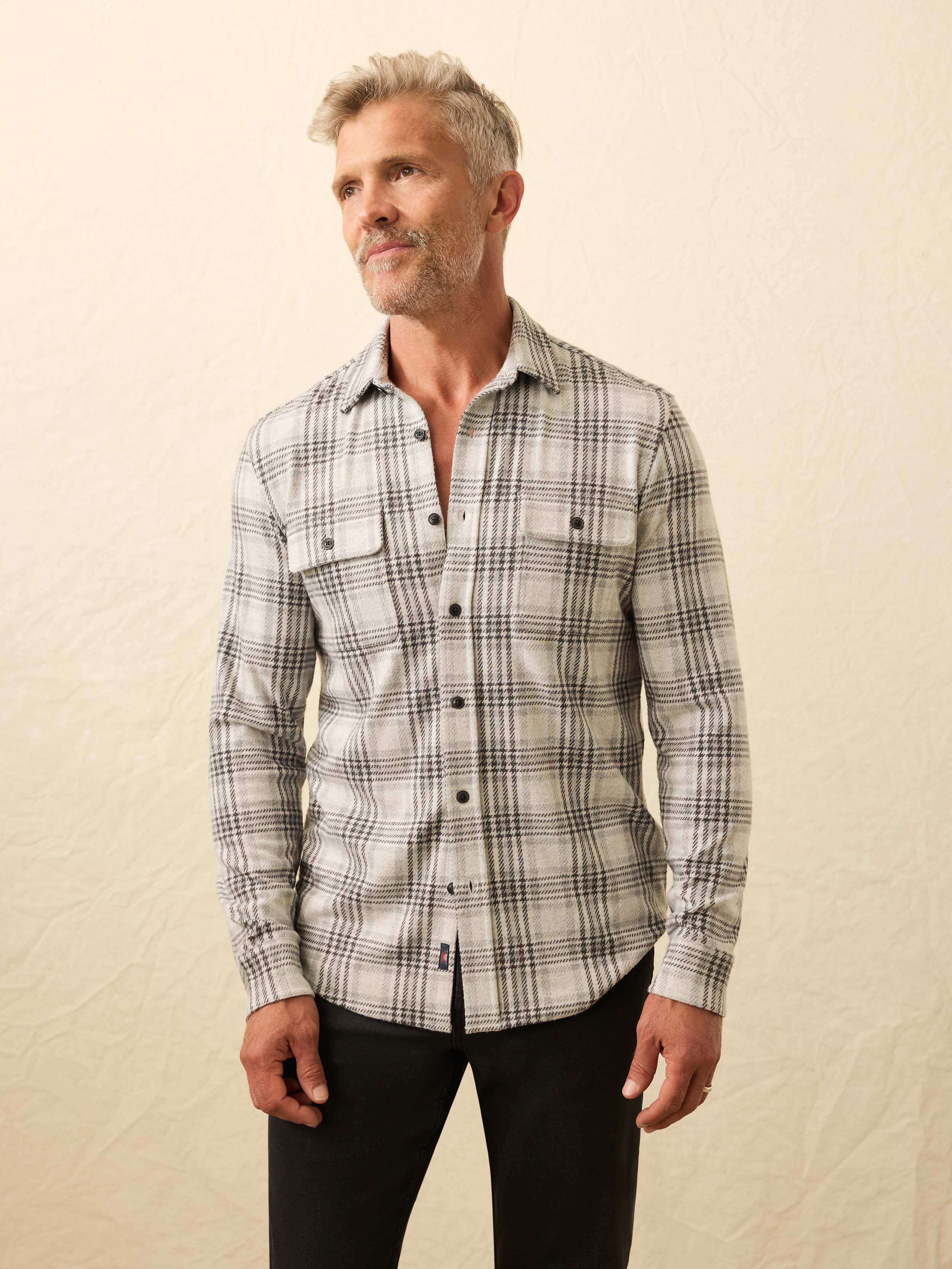 Legend™ Sweater Shirt - Charcoal Cream Plaid | Faherty Brand
