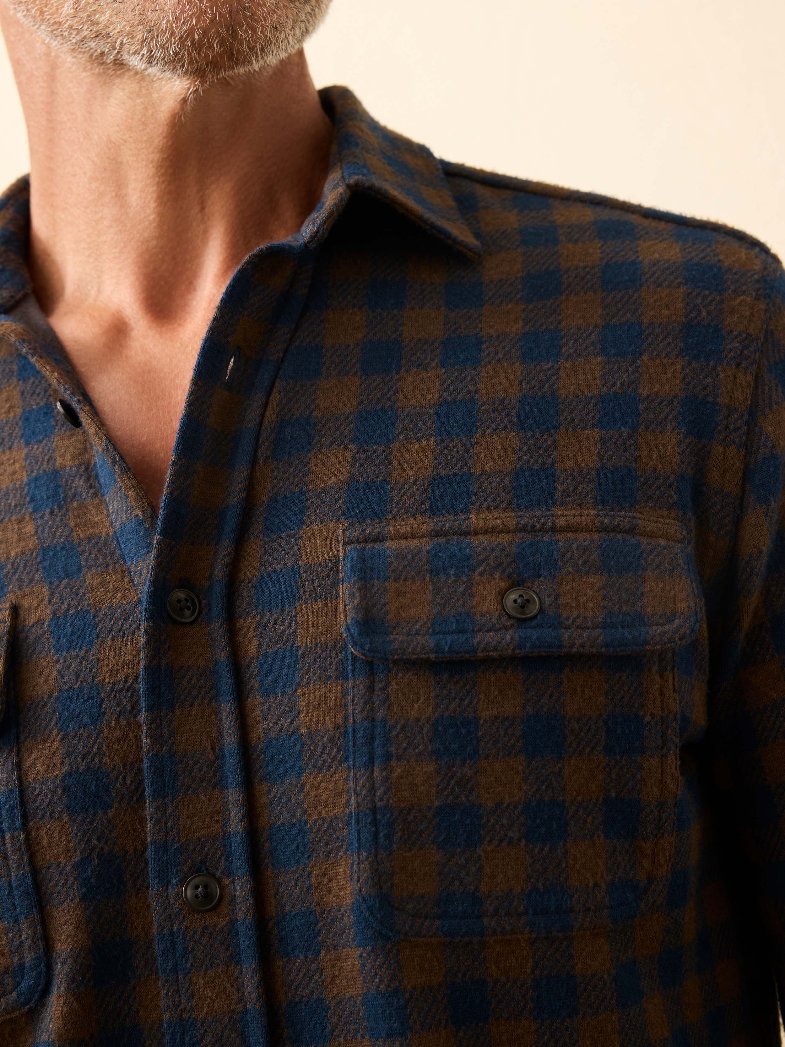 Legend™ Sweater Shirt - Navy Woodland Check | Faherty Brand