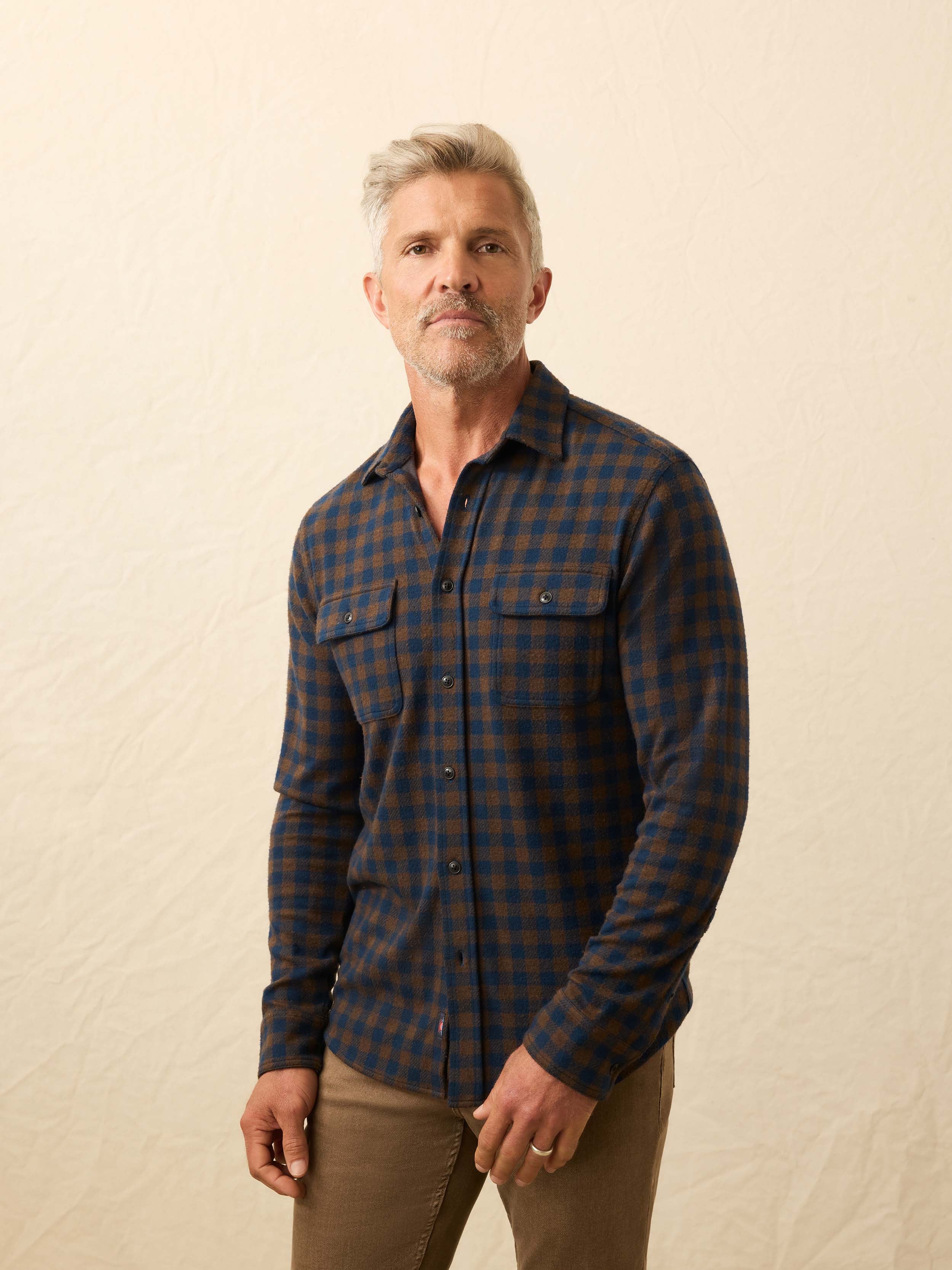 Legend™ Sweater Shirt - Navy Woodland Check | Faherty Brand
