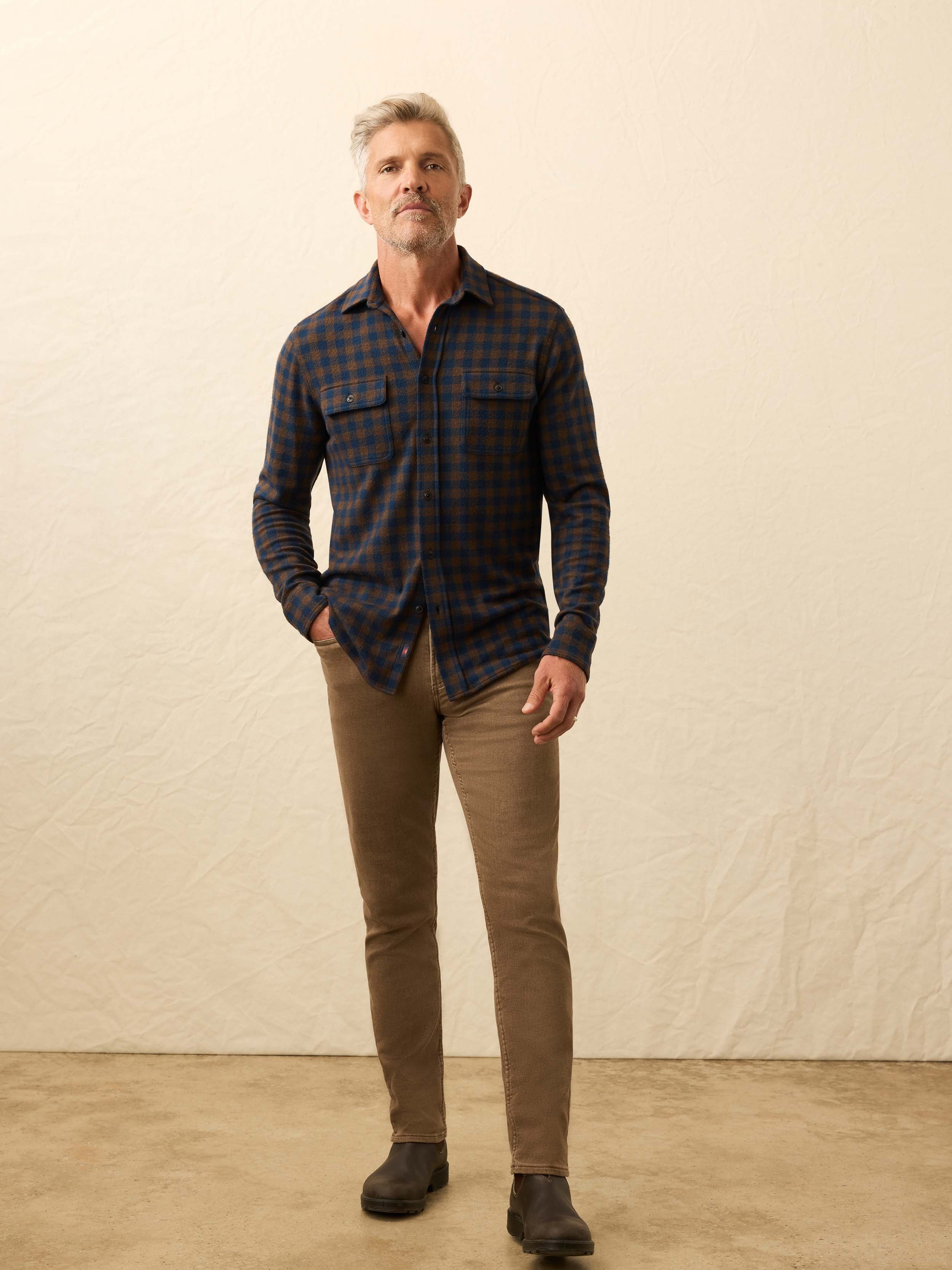 Legend™ Sweater Shirt - Navy Woodland Check | Faherty Brand