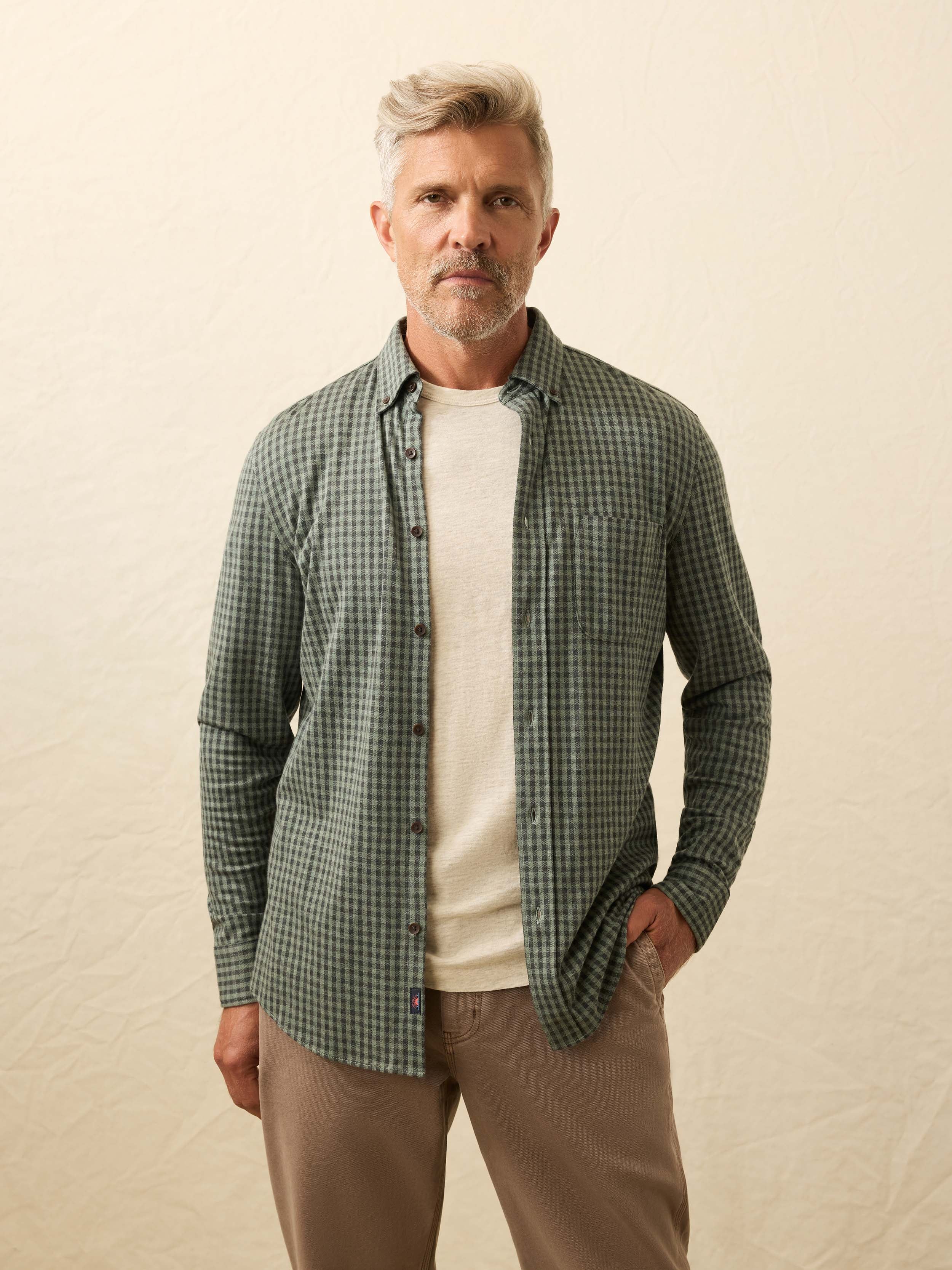 Coastline Knit Shirt - Forest Road Gingham | Faherty Brand
