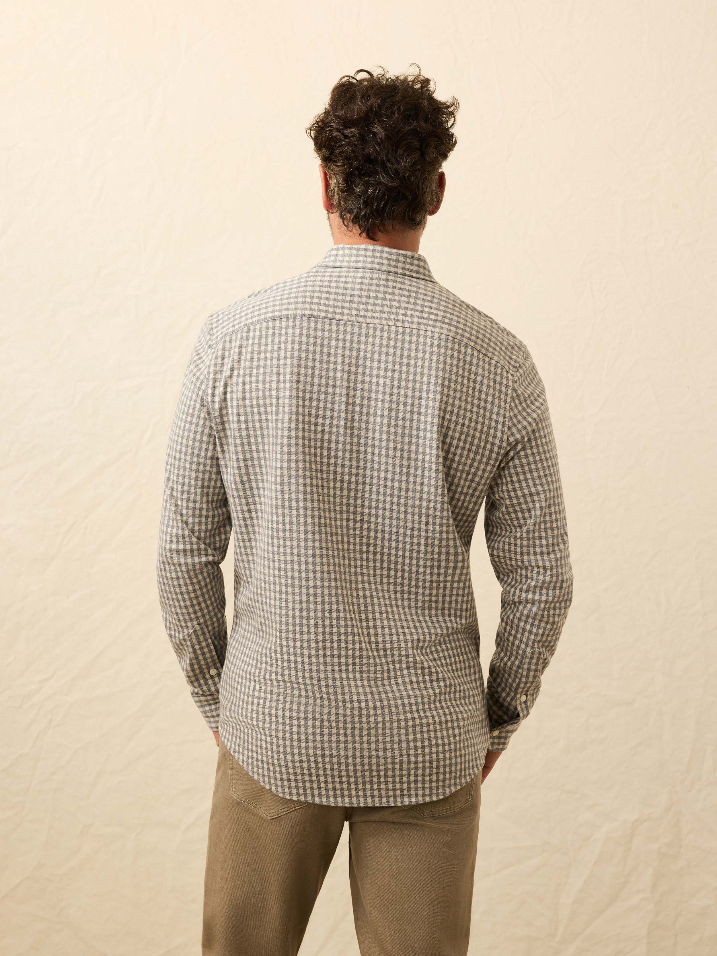 Coastline Knit Shirt - Fox Grey Gingham | Faherty Brand