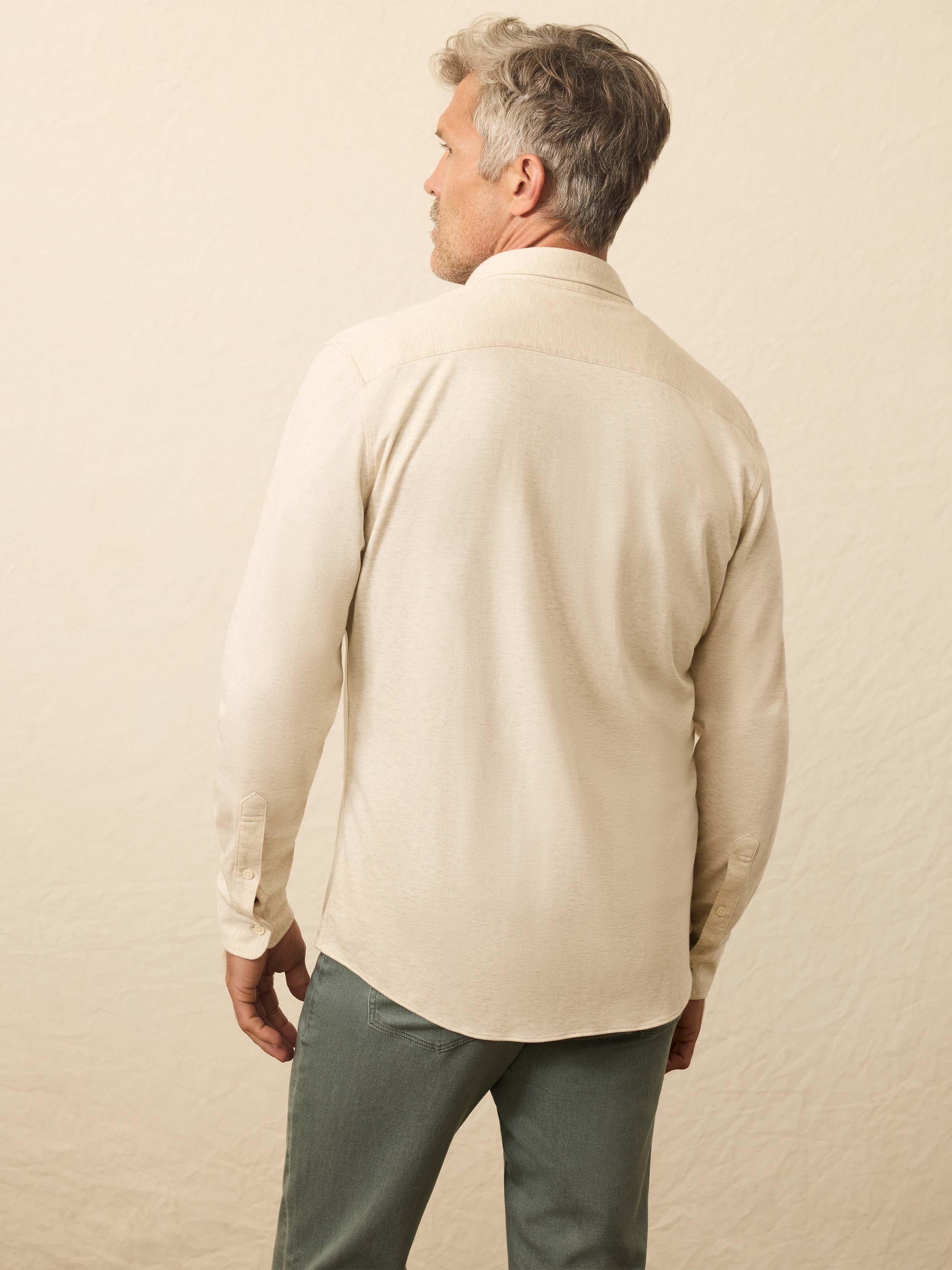 Coastline Knit Shirt - Oatmeal Twill | Faherty Brand