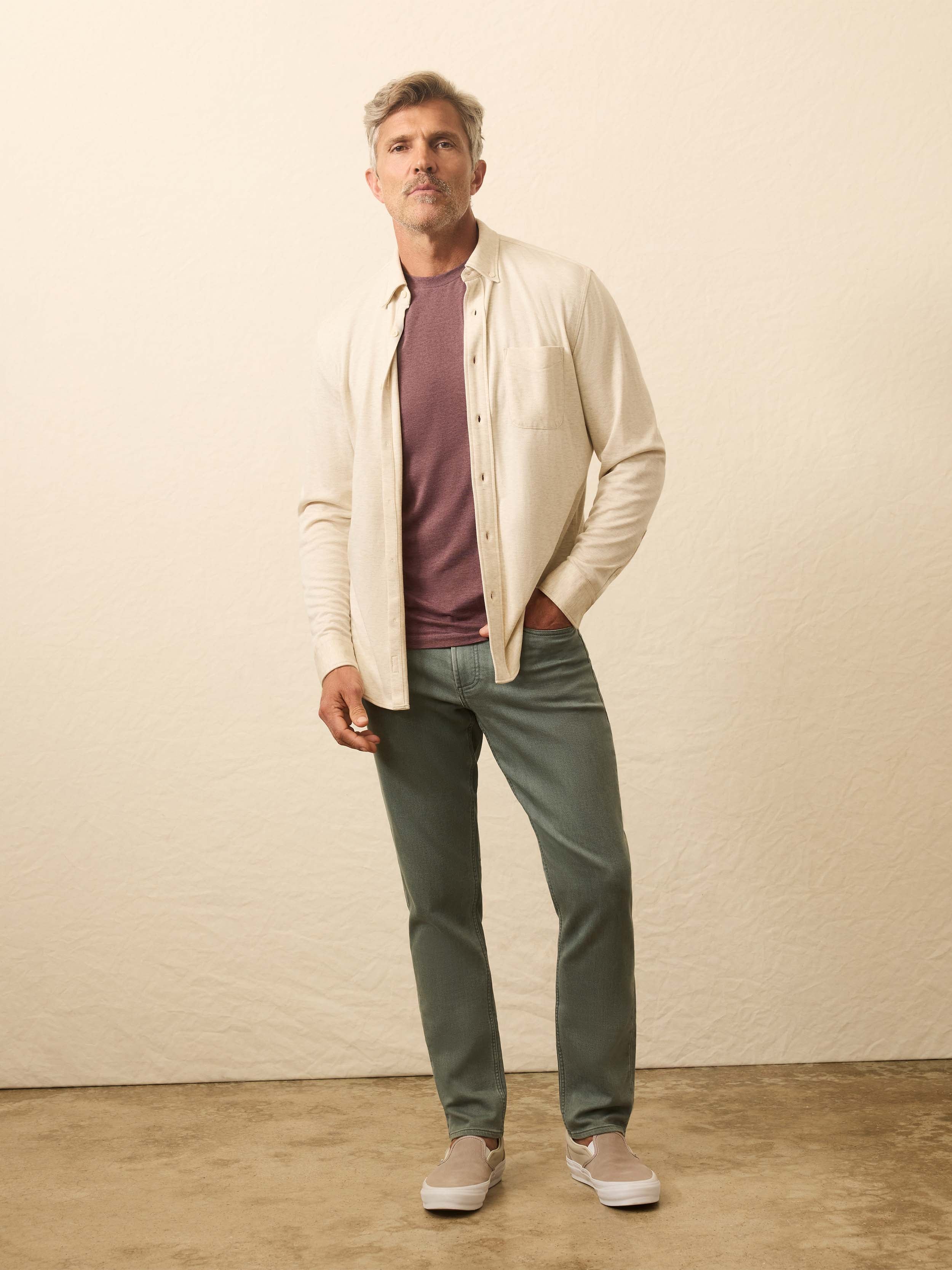 Coastline Knit Shirt - Oatmeal Twill | Faherty Brand