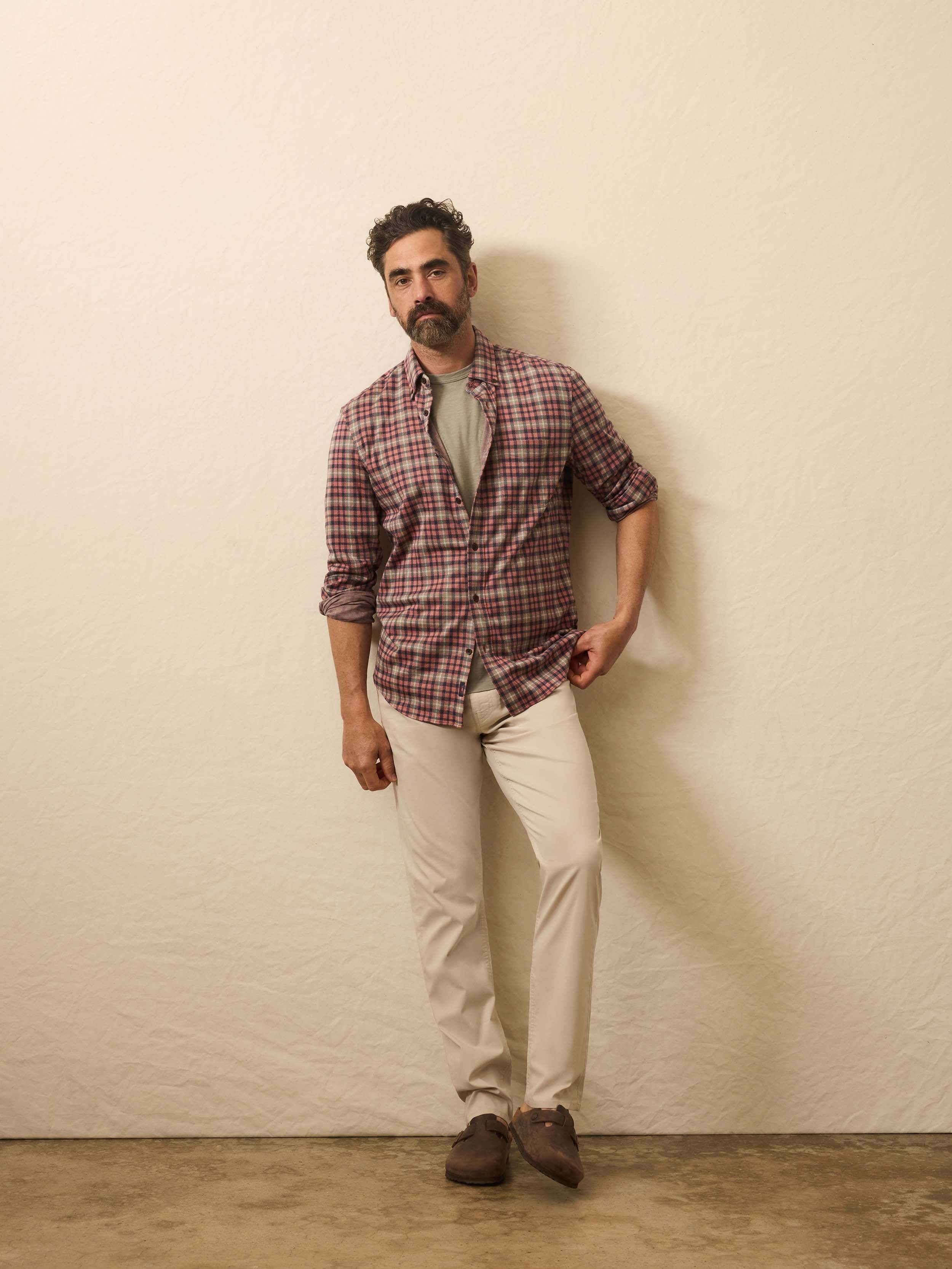 Coastline Knit Shirt - Redstone Forest Plaid | Faherty Brand
