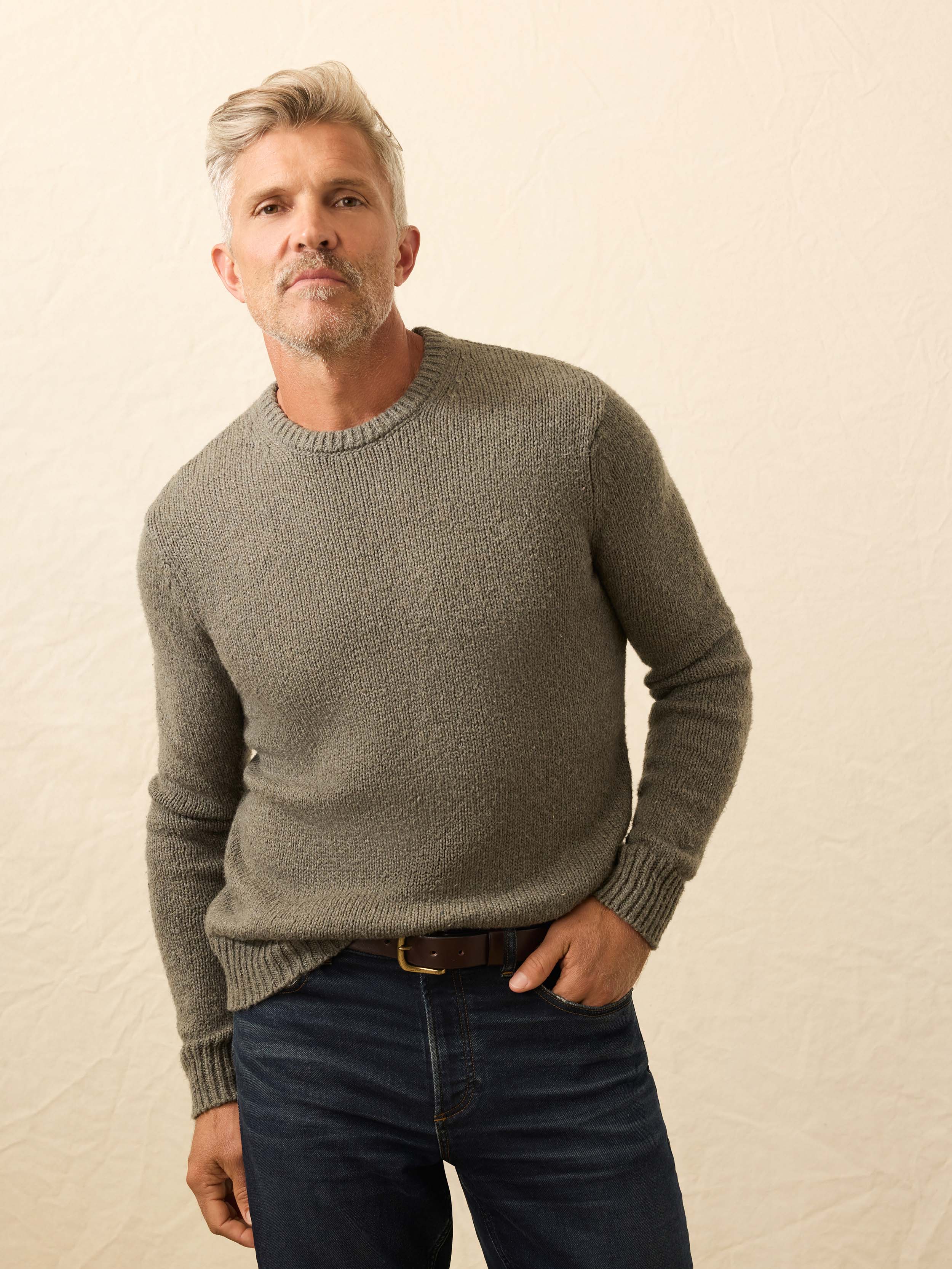 Heirloom Crewneck Sweater - Olive Cove | Faherty Brand