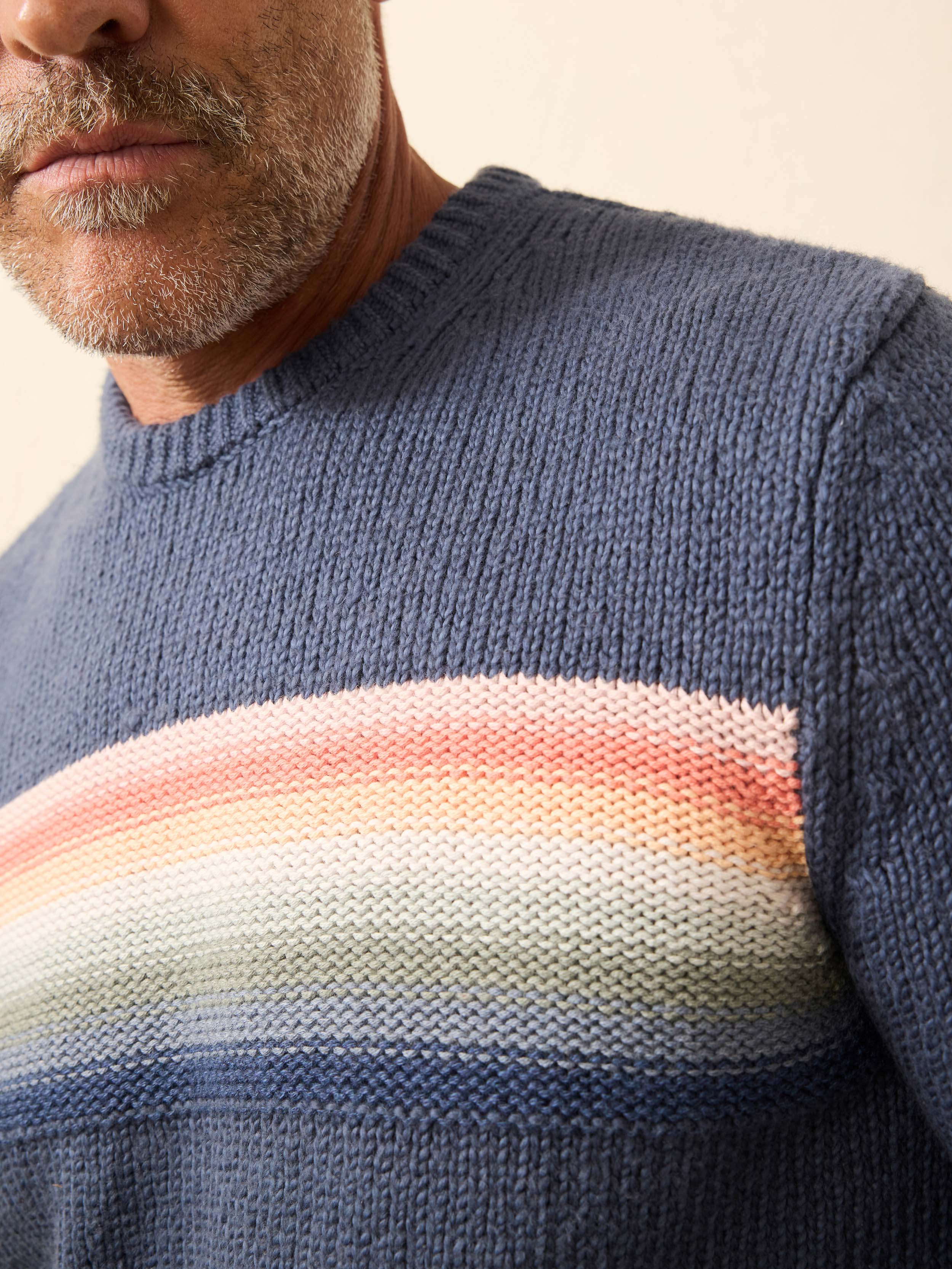 Heirloom Crewneck Sweater - Navy Lake Torch Stripe | Faherty Brand