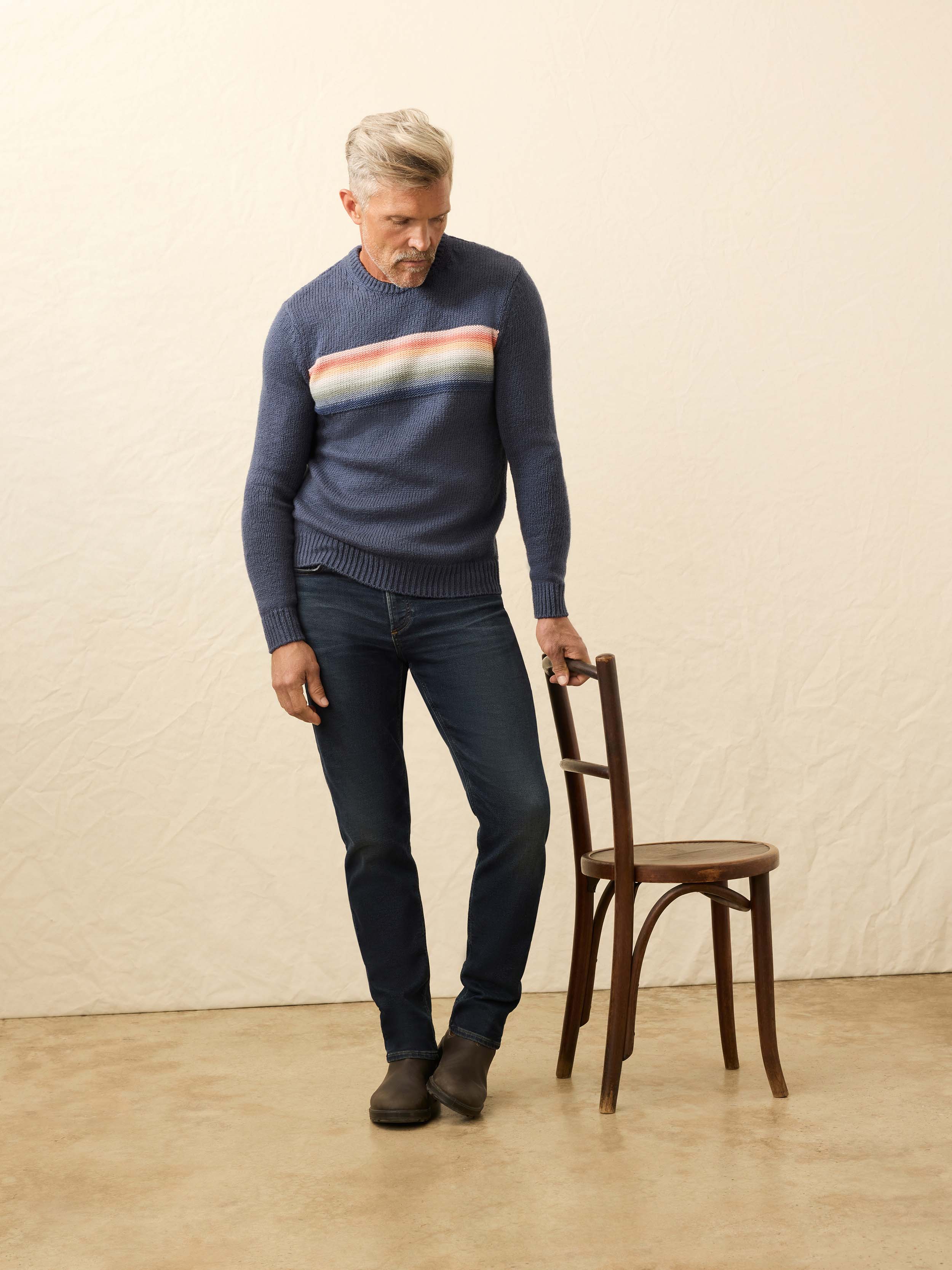 Heirloom Crewneck Sweater - Navy Lake Torch Stripe | Faherty Brand