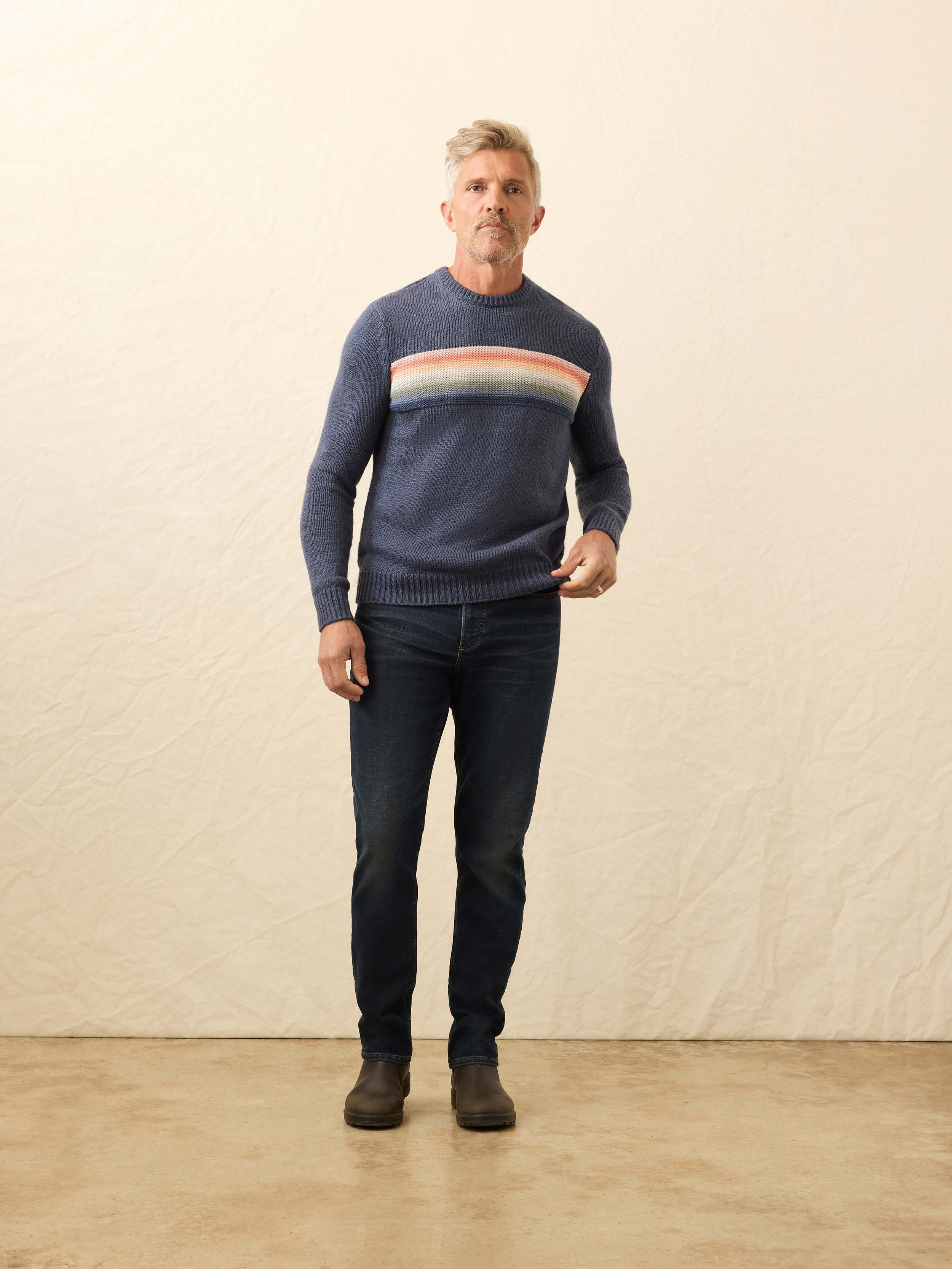 Heirloom Crewneck Sweater - Navy Lake Torch Stripe | Faherty Brand