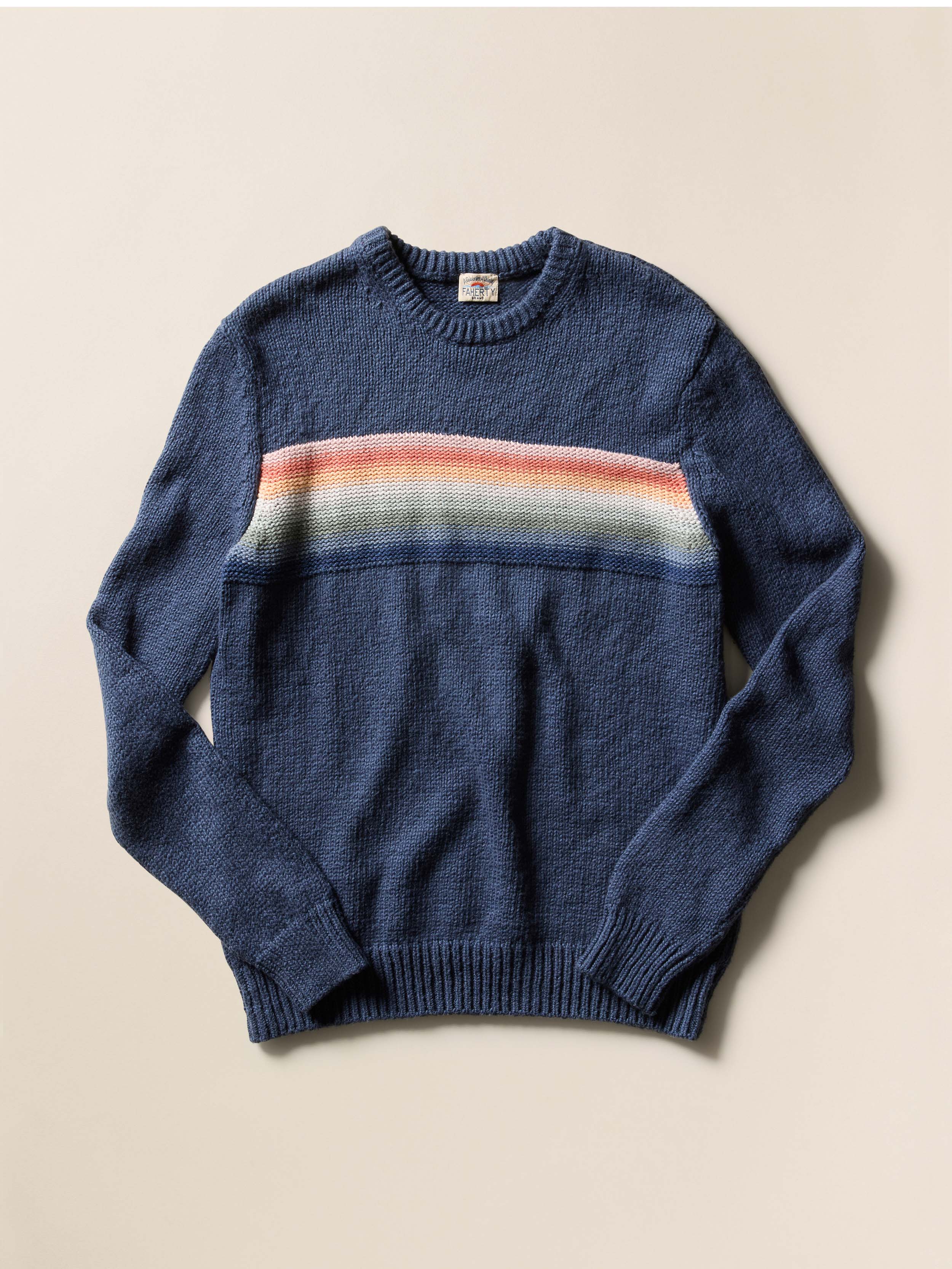 Heirloom Crewneck Sweater - Navy Lake Torch Stripe | Faherty Brand