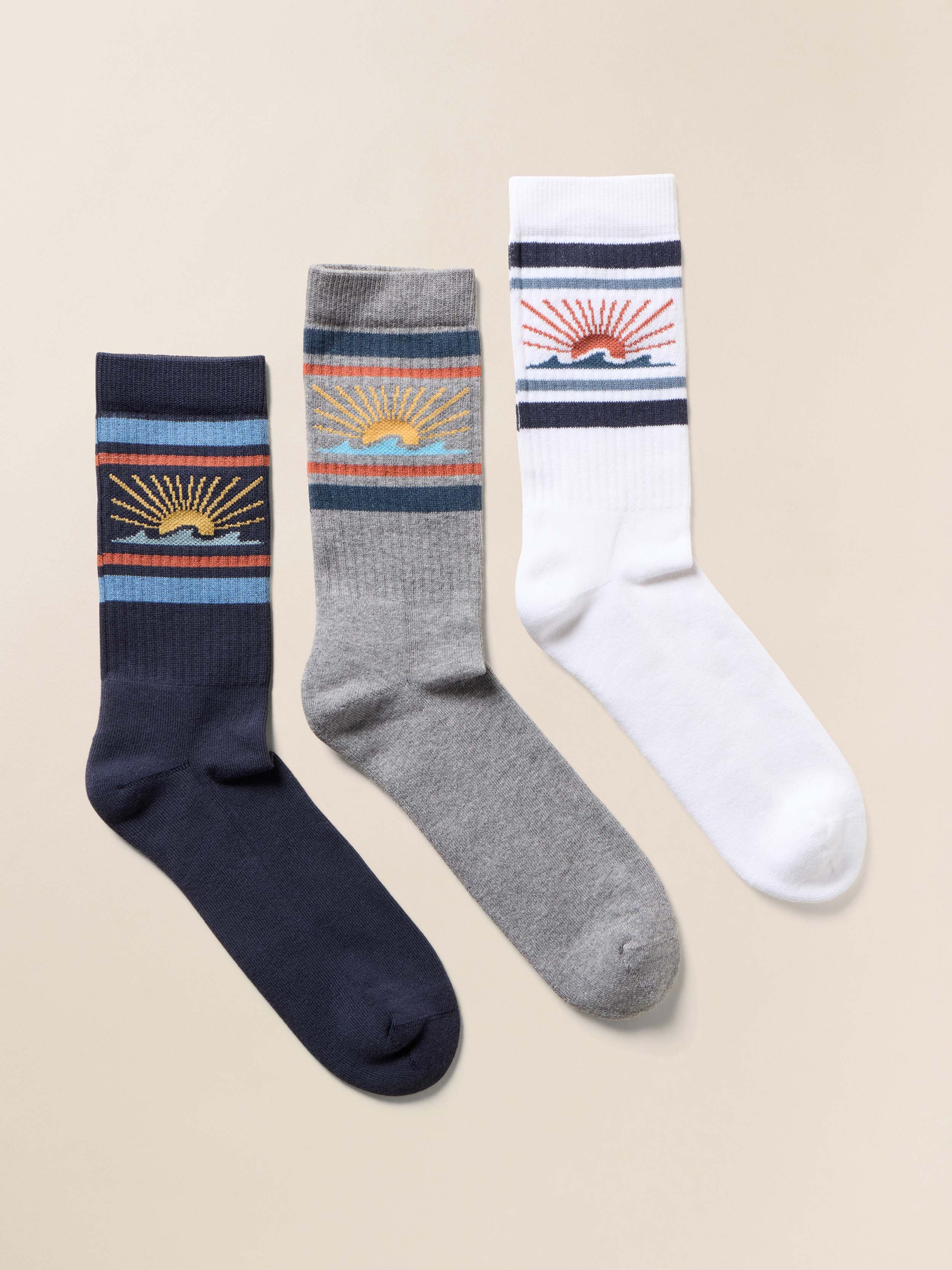 Sun & Waves 3 Pack Sock - Sun And Wave | Faherty Brand