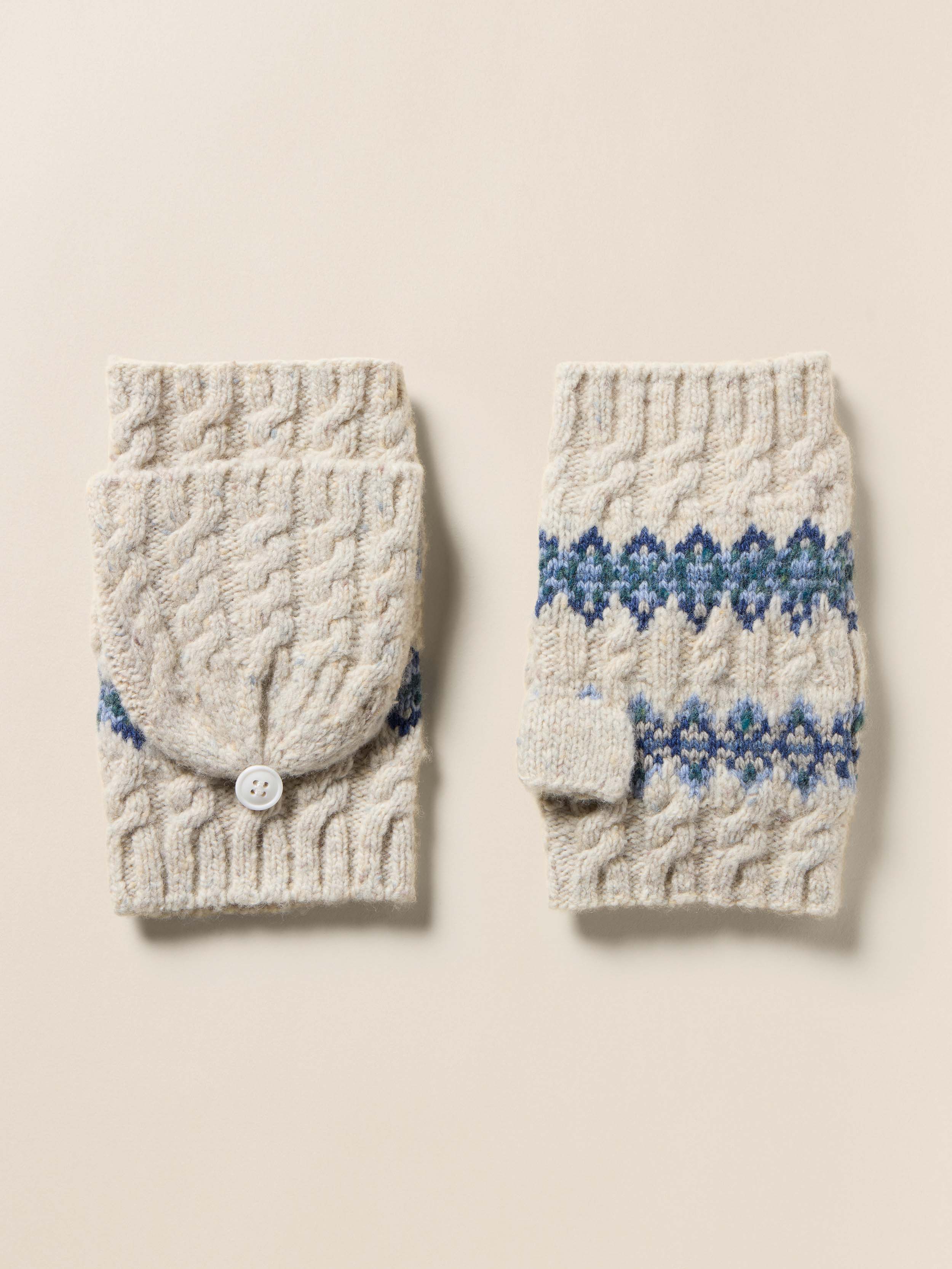 Highland Fairisle Pop Top Mitten - Snow | Faherty Brand
