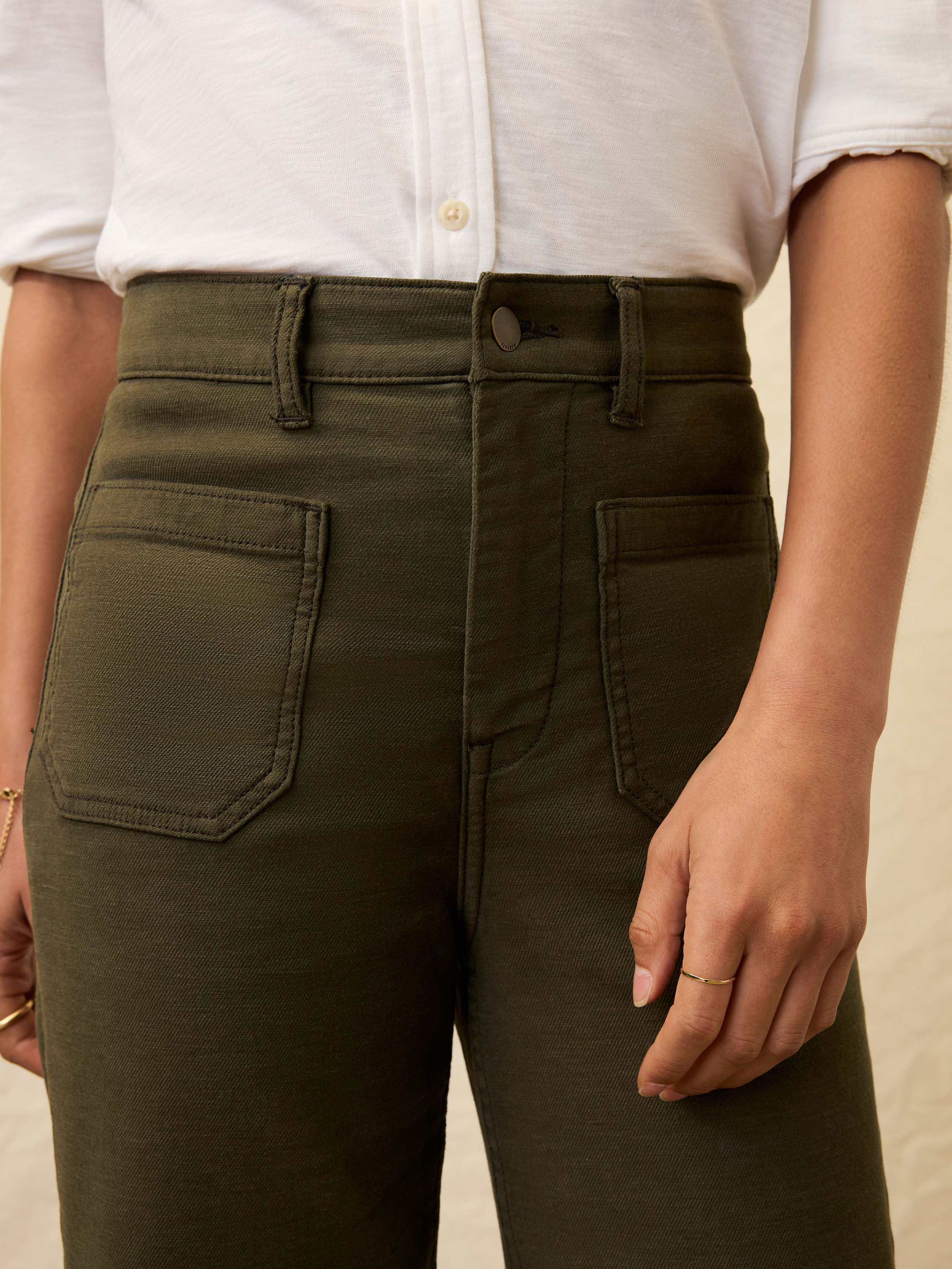 Stretch Terry Patch Pocket Ankle Pant - Forest Olive | Faherty Brand