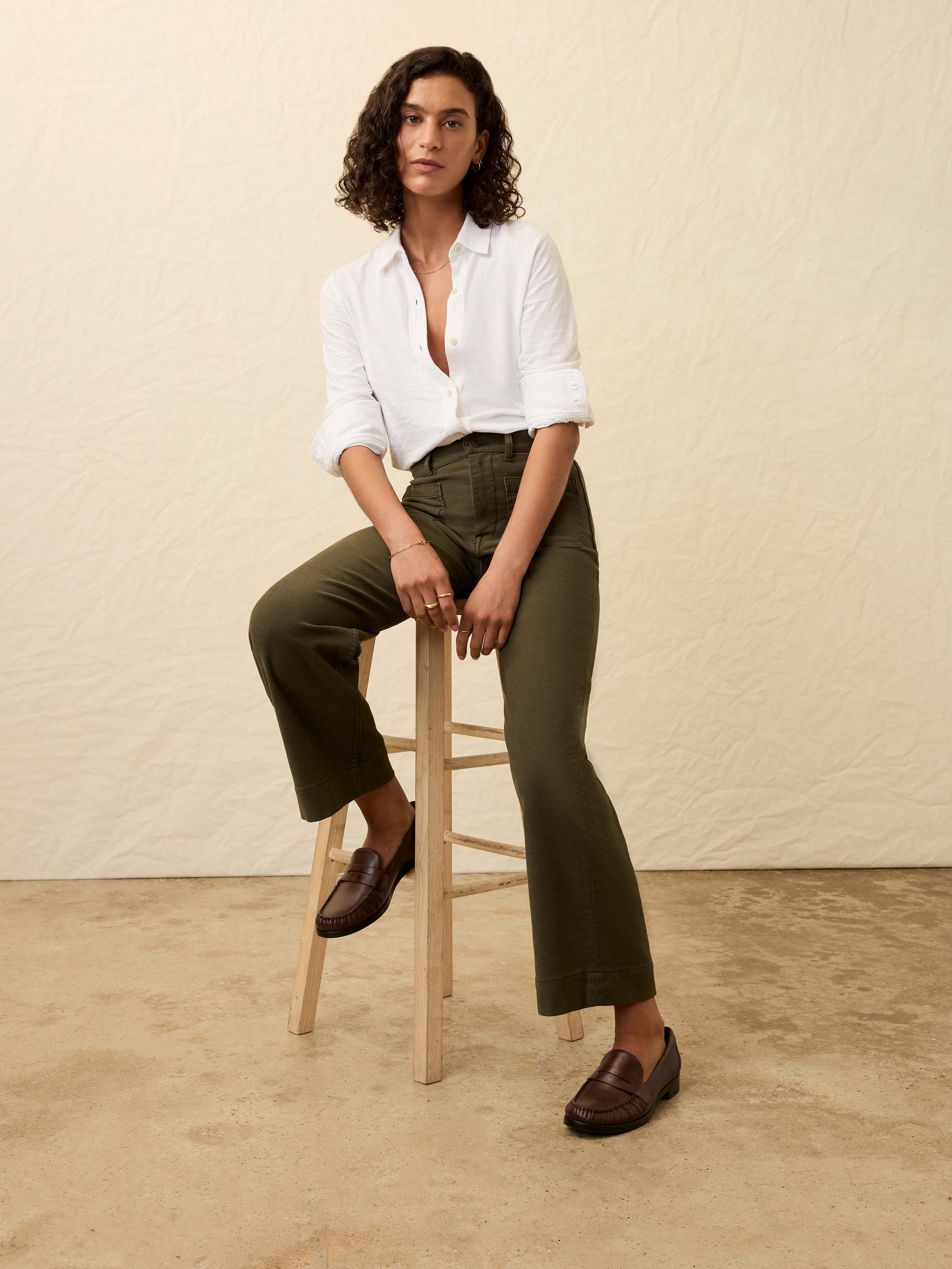 Stretch Terry Patch Pocket Ankle Pant - Forest Olive | Faherty Brand
