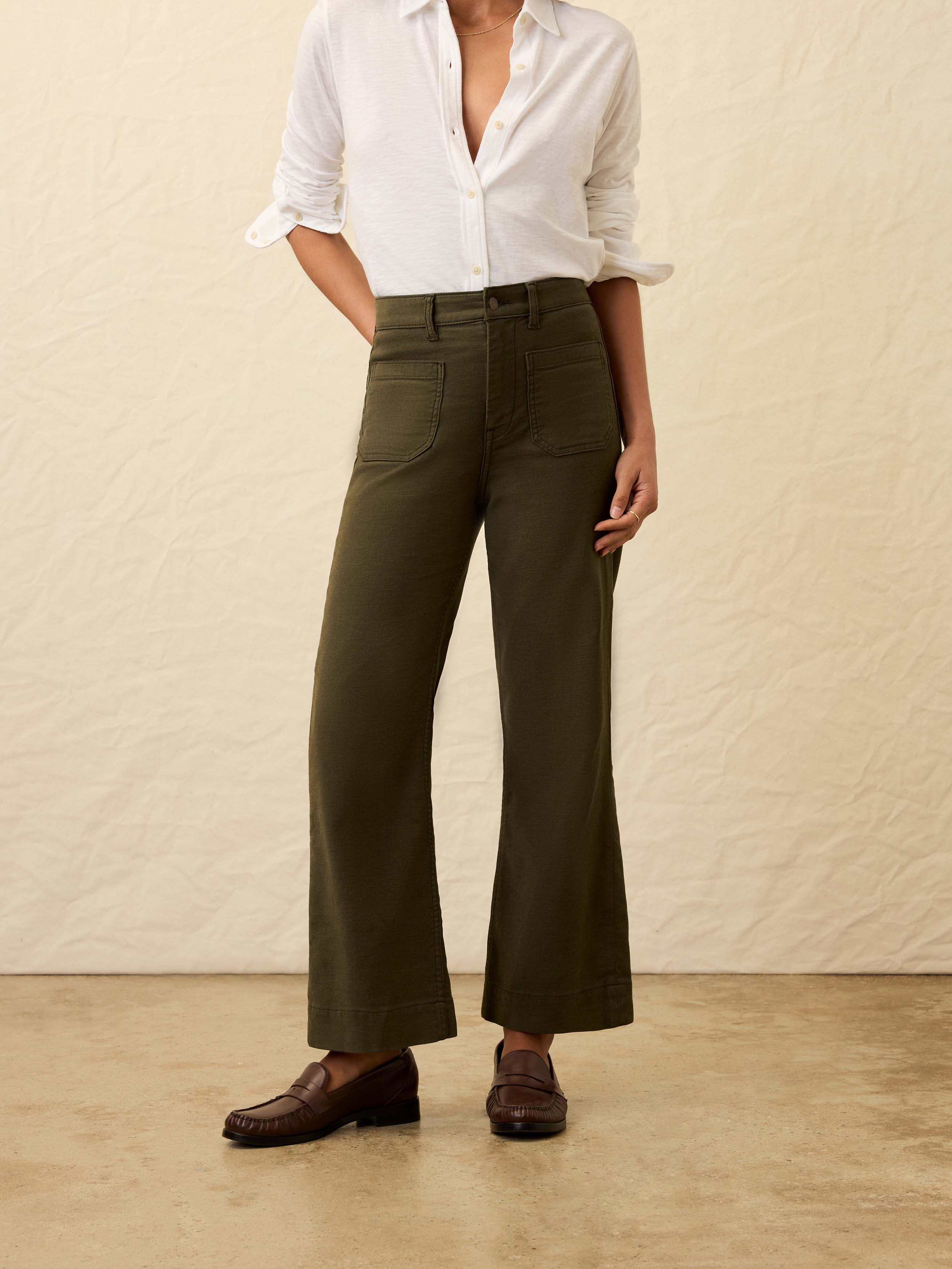 Stretch Terry Patch Pocket Ankle Pant - Forest Olive | Faherty Brand