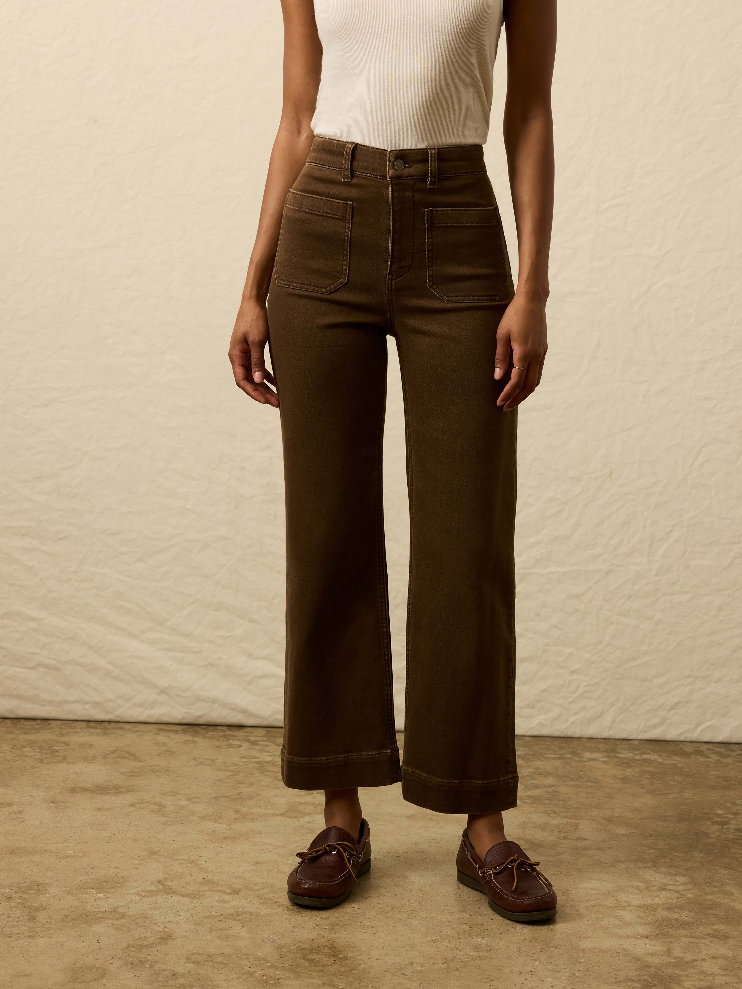 Stretch Terry Patch Pocket Ankle Pant - Walnut | Faherty Brand