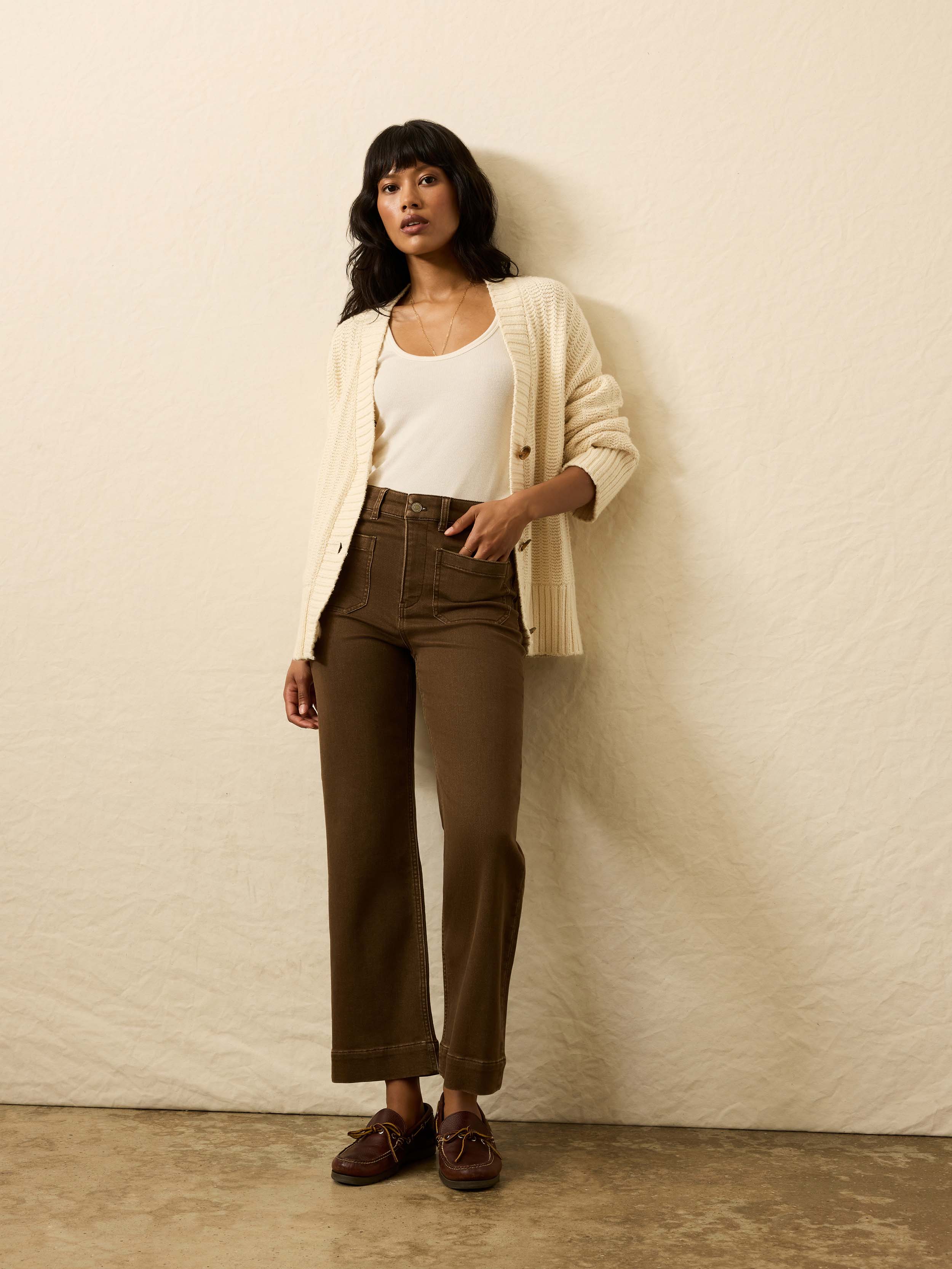 Stretch Terry Patch Pocket Ankle Pant - Walnut | Faherty Brand