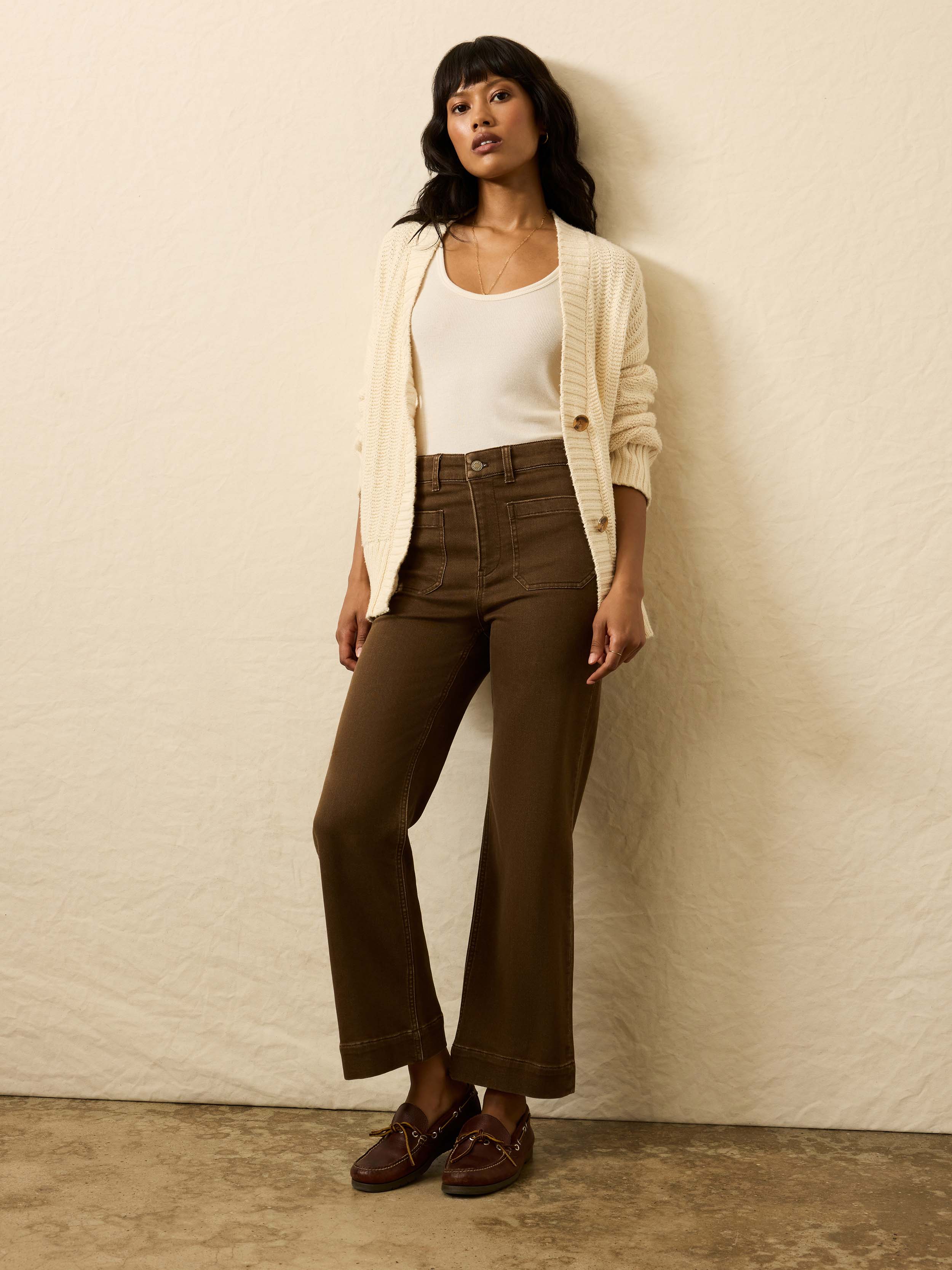 Stretch Terry Patch Pocket Ankle Pant - Walnut | Faherty Brand