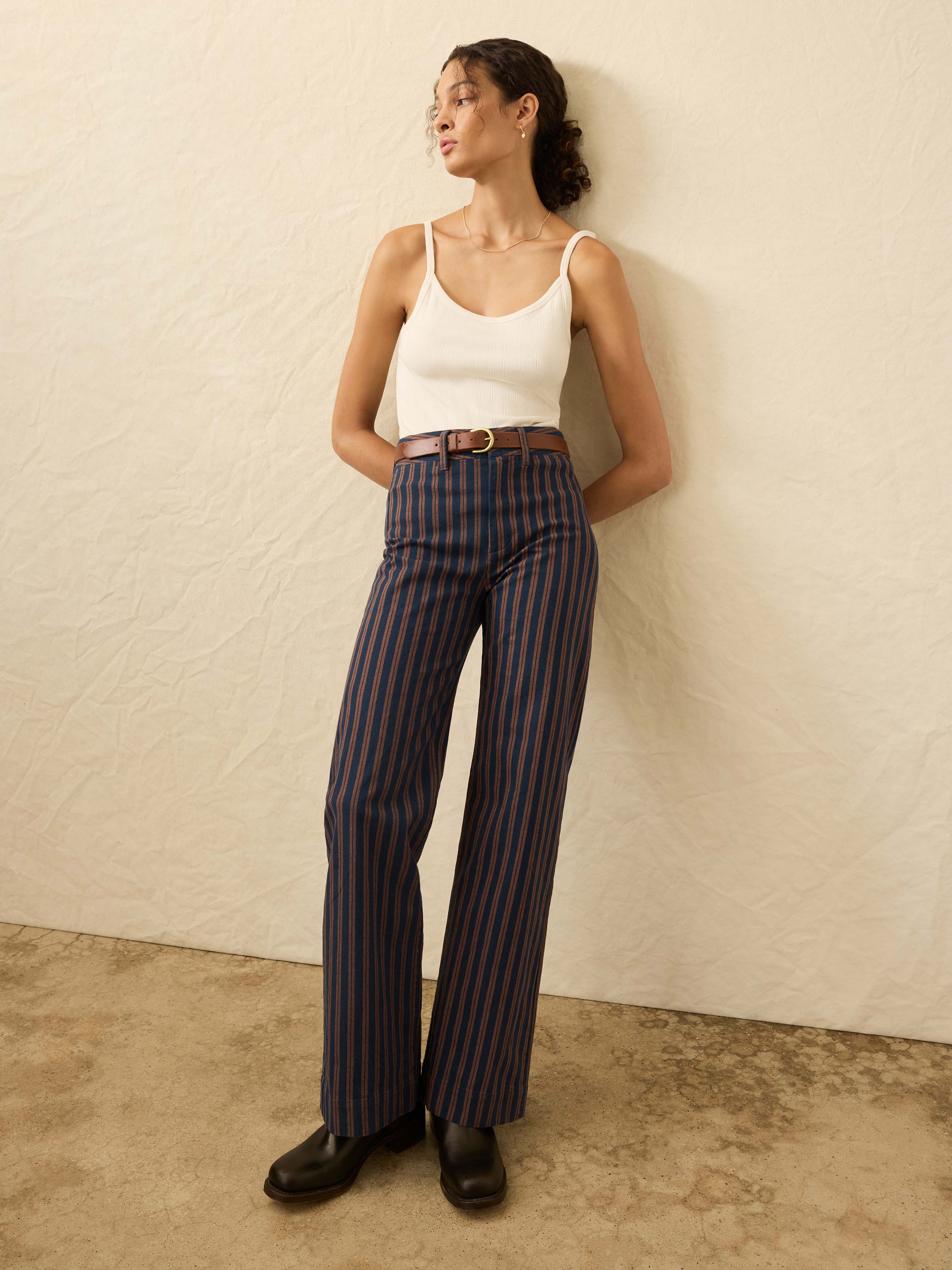 Twill Tide Slim Straight Pant - Midnight Shore Stripe | Faherty Brand