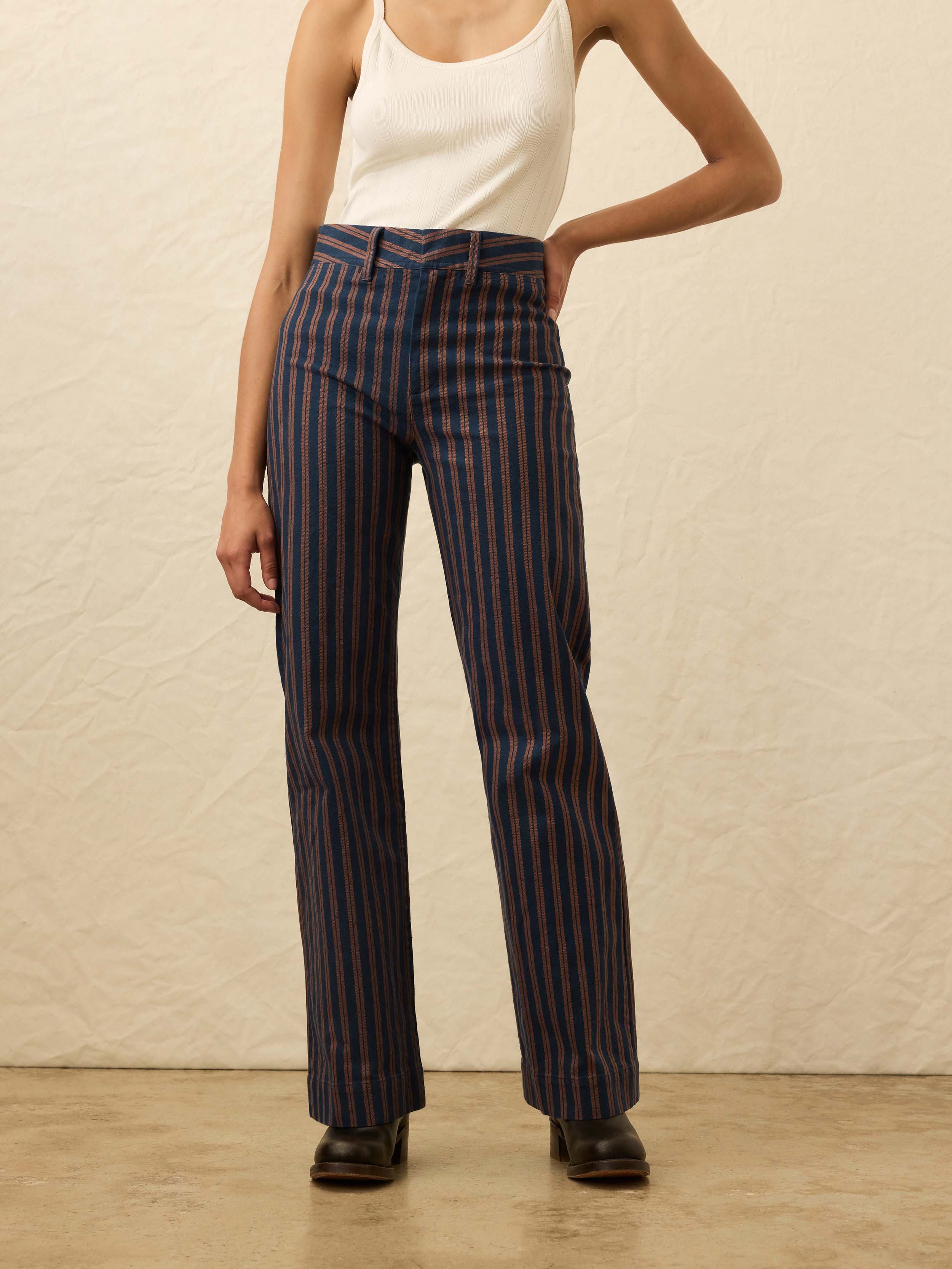 Twill Tide Slim Straight Pant - Midnight Shore Stripe | Faherty Brand