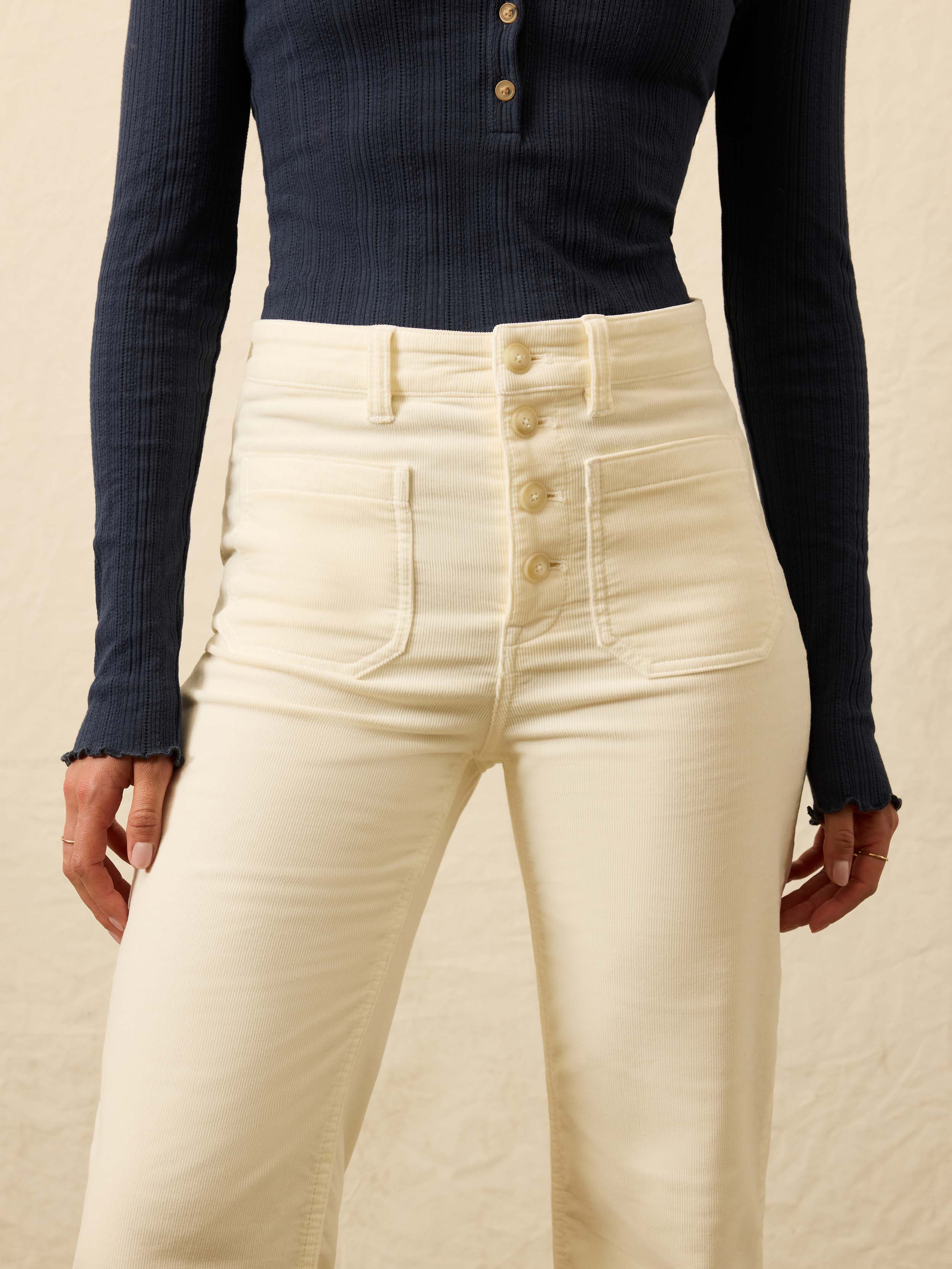 Stretch Terry Cord Patch Pocket Pant - Egret | Faherty Brand