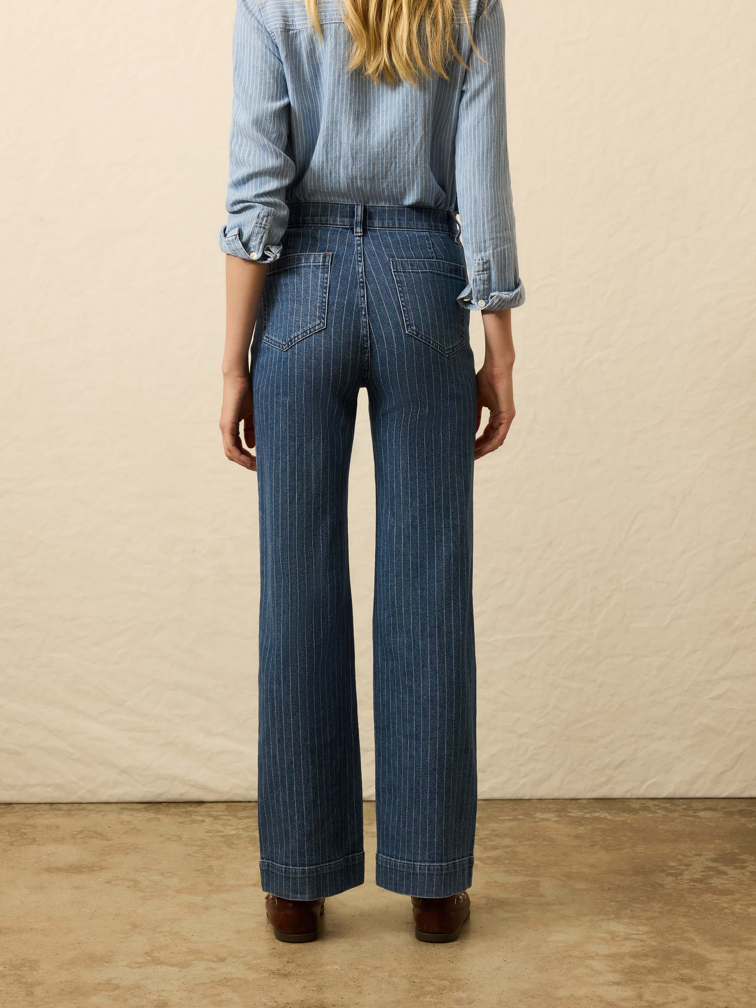 Sunwashed Denim Patch Pocket Pant - Dusk Stripe Wash | Faherty Brand