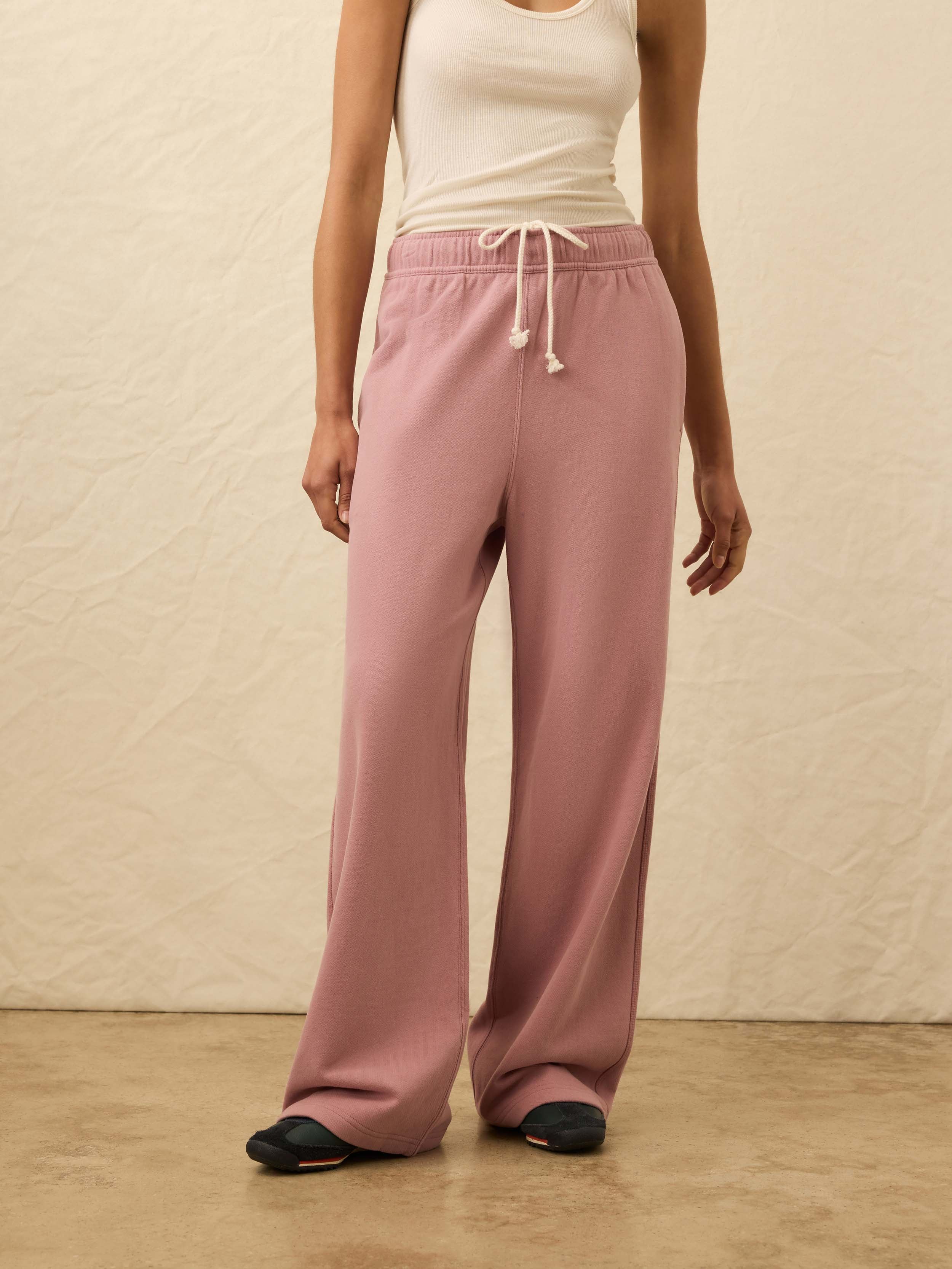 High Standard Fleece Wide Leg Sweatpant - Nostalgia Rose | Faherty Brand