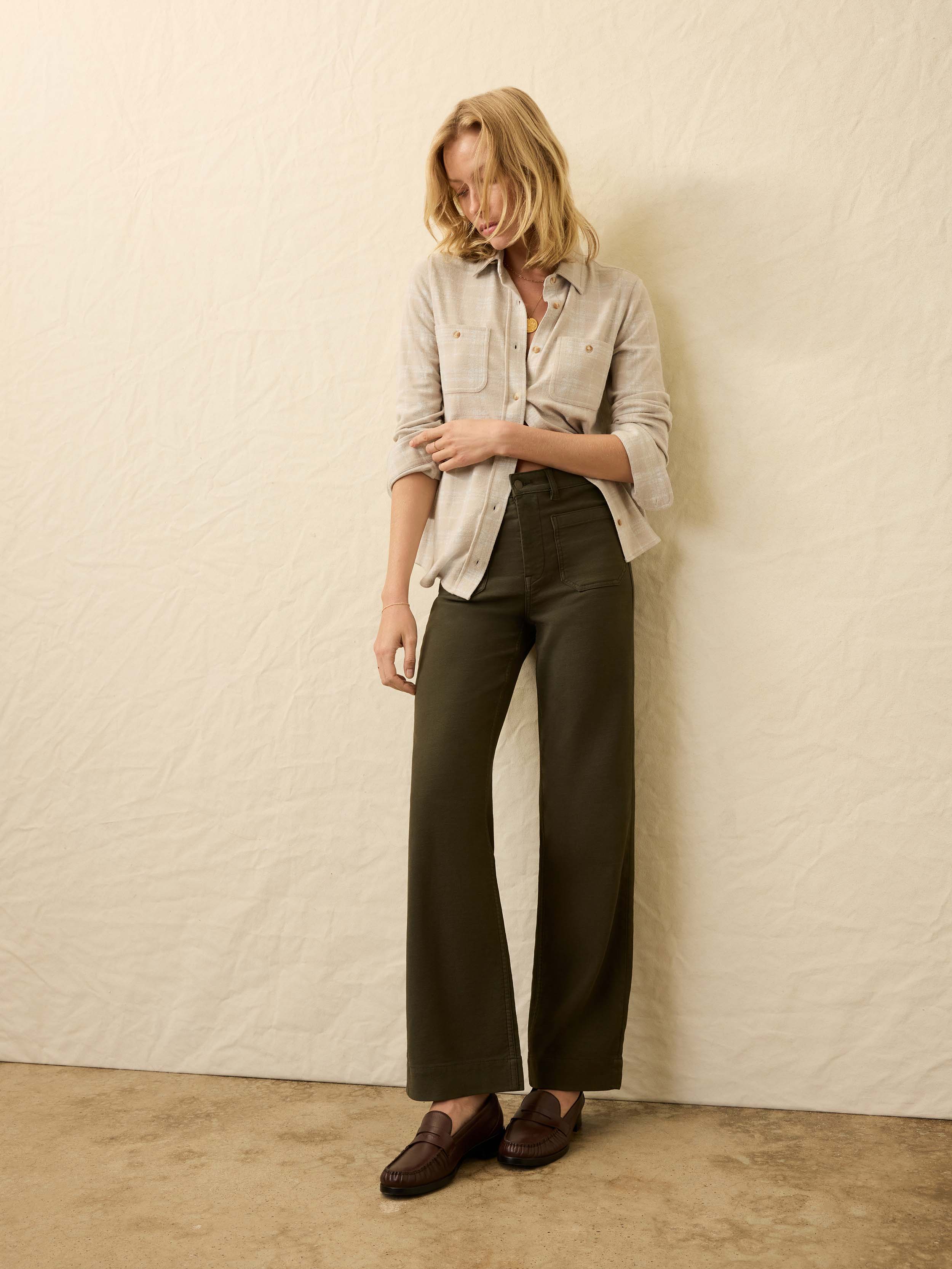 Stretch Terry Patch Pocket Pant - Forest Olive | Faherty Brand